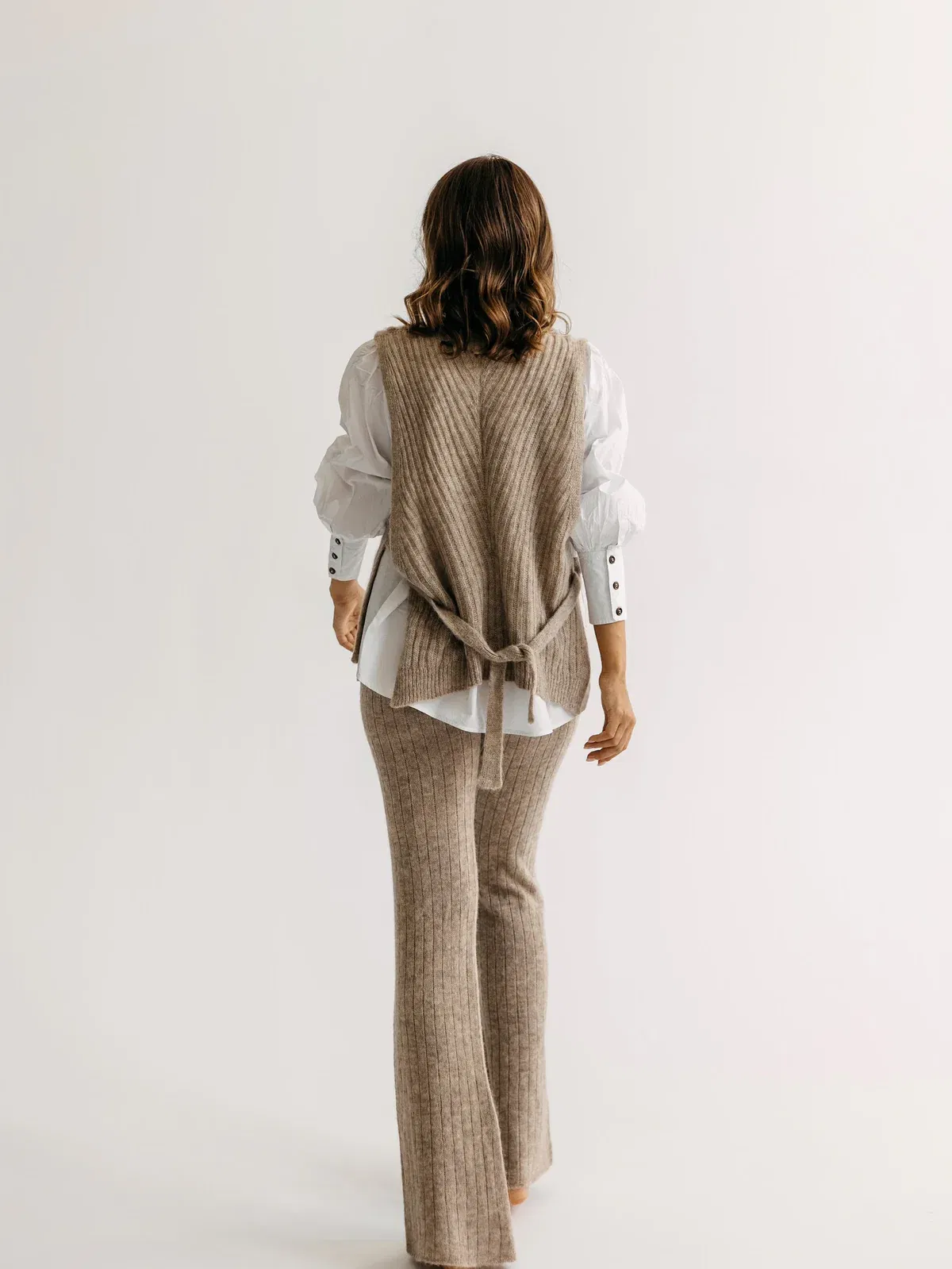ita ito knitwear femme woman gilet flor sans manche baby alpaga beige 017