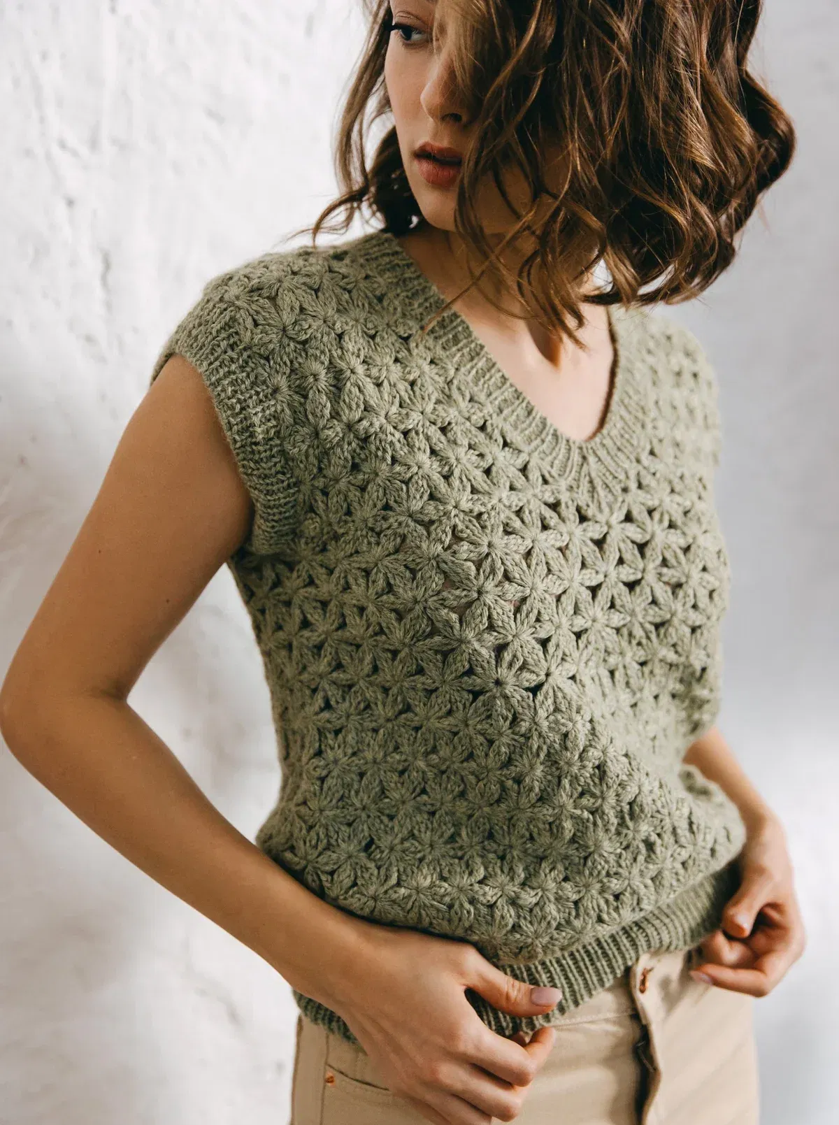 ita ito knitwear femme gilet flores vert baby alpaca geneve 007