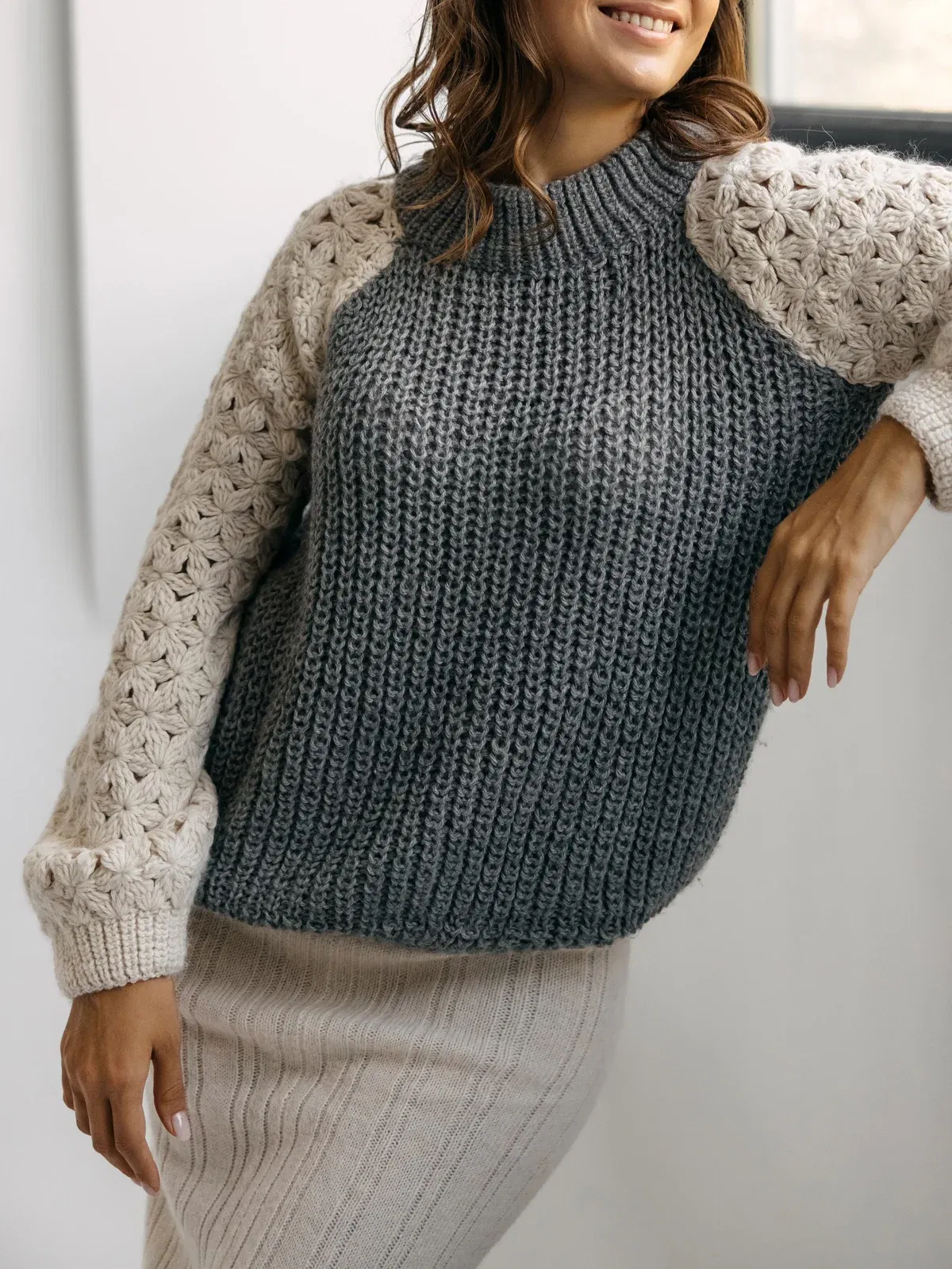 ita ito knitwear femme woman pul sweater quechua baby alpaga gris gray blanc 002