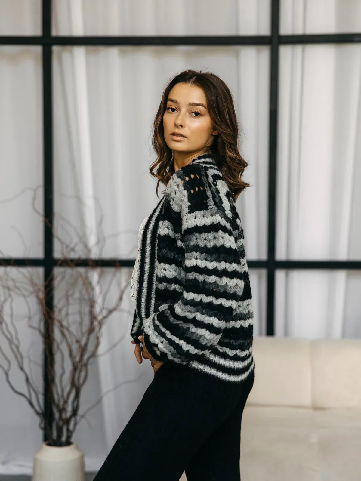ita ito knitwear femme woman cardigan abanico baby alpaga noir black 006