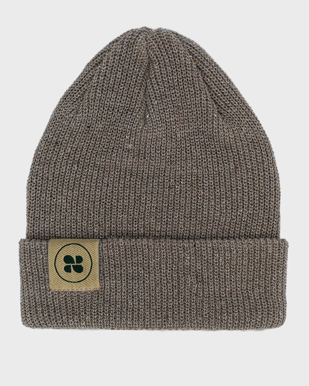 Eco-conscious beige beanie made with recycled fabrics