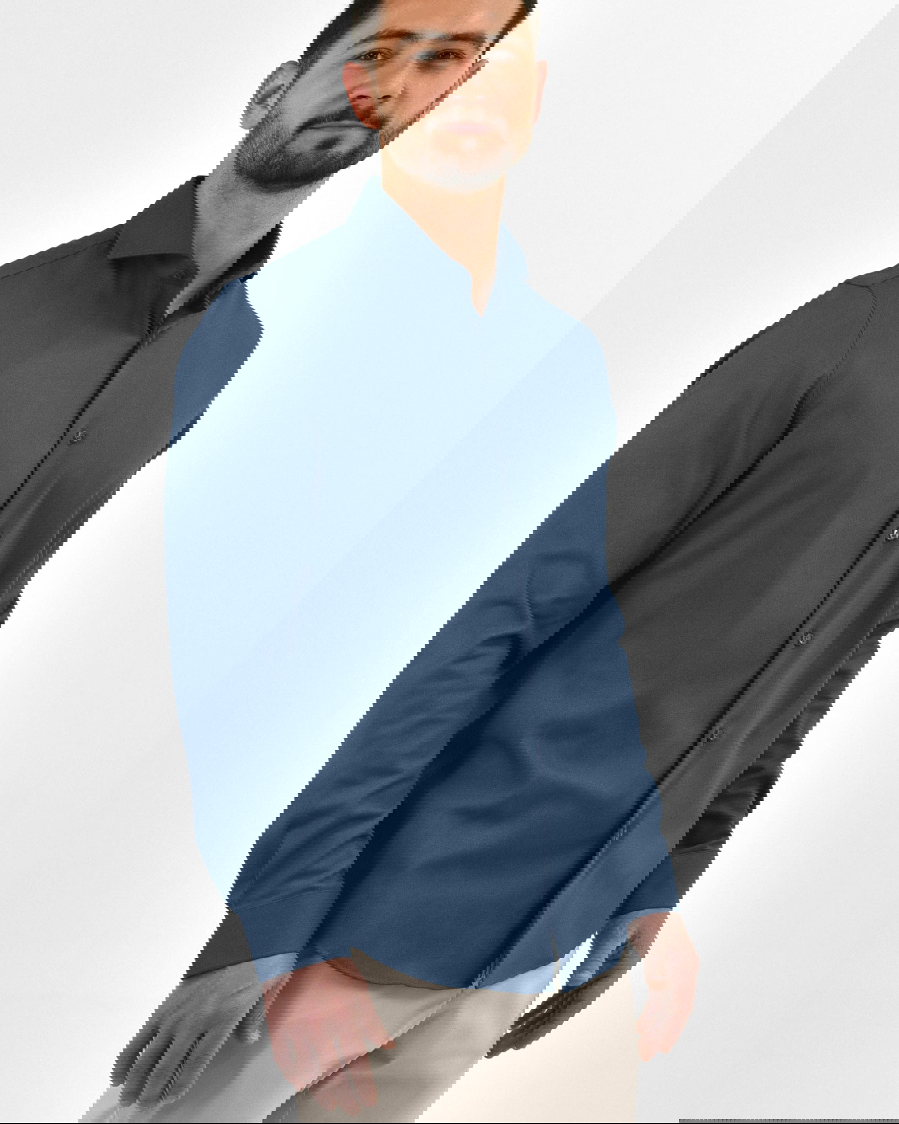 Vercate - Strijkvrij Kreukvrij Overhemd - Blauw - Slim Fit - Bamboe Katoen - Lange Mouw - Heren