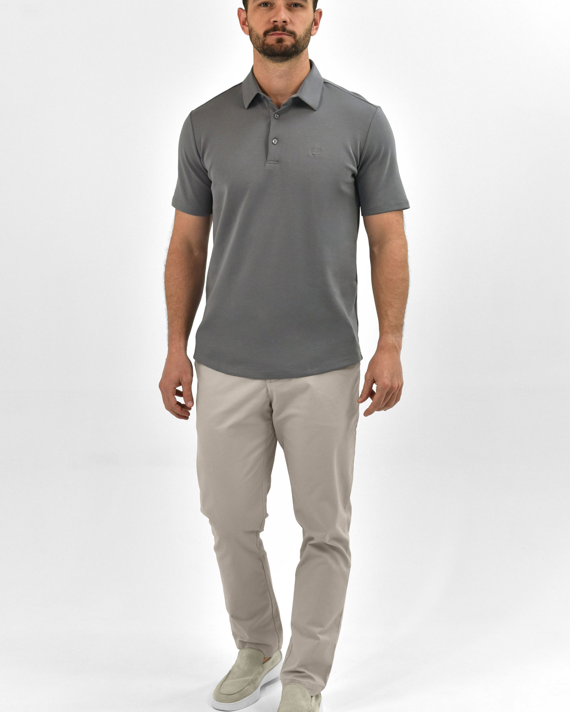 Vercate - Heren Polo Korte Mouw - Strijkvrij Poloshirt - Grijs - Slim Fit - Excellent Katoen