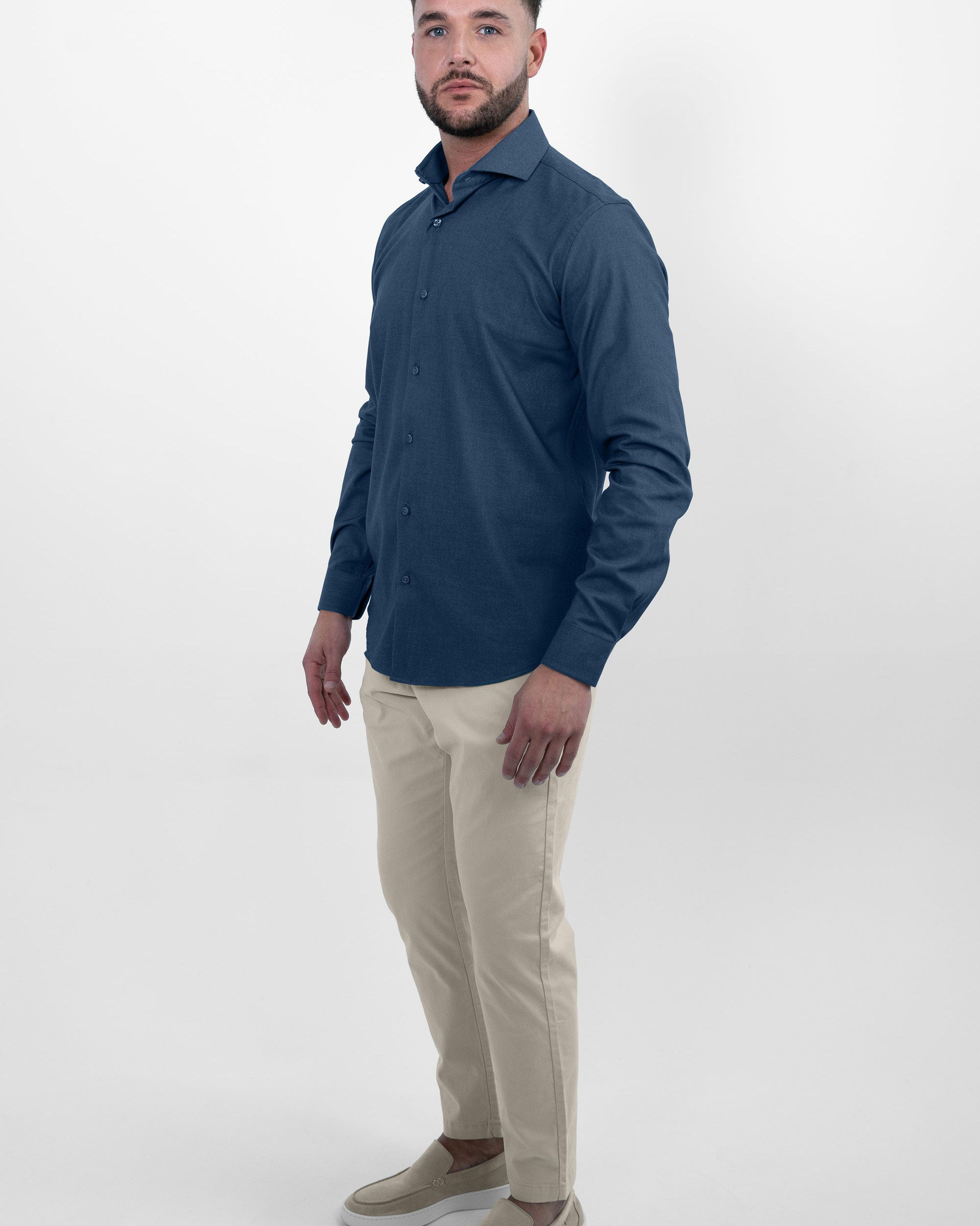 Vercate - Strijkvrij Kreukvrij Overhemd - Blauw - Regular Fit - Bamboe Katoen - Lange Mouw - Heren