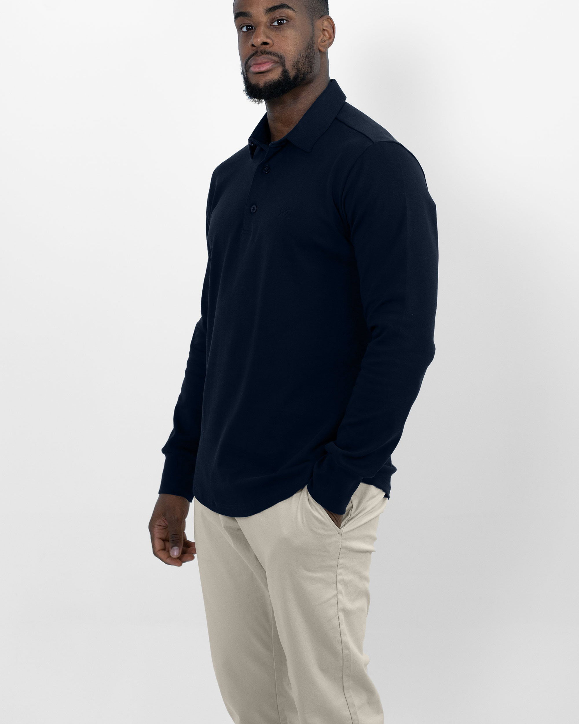 Vercate - Heren Polo Lange Mouw - Strijkvrij Poloshirt - Marine Blauw - Navy - Slim Fit - Excellent Katoen - Maat S M L XL XXL