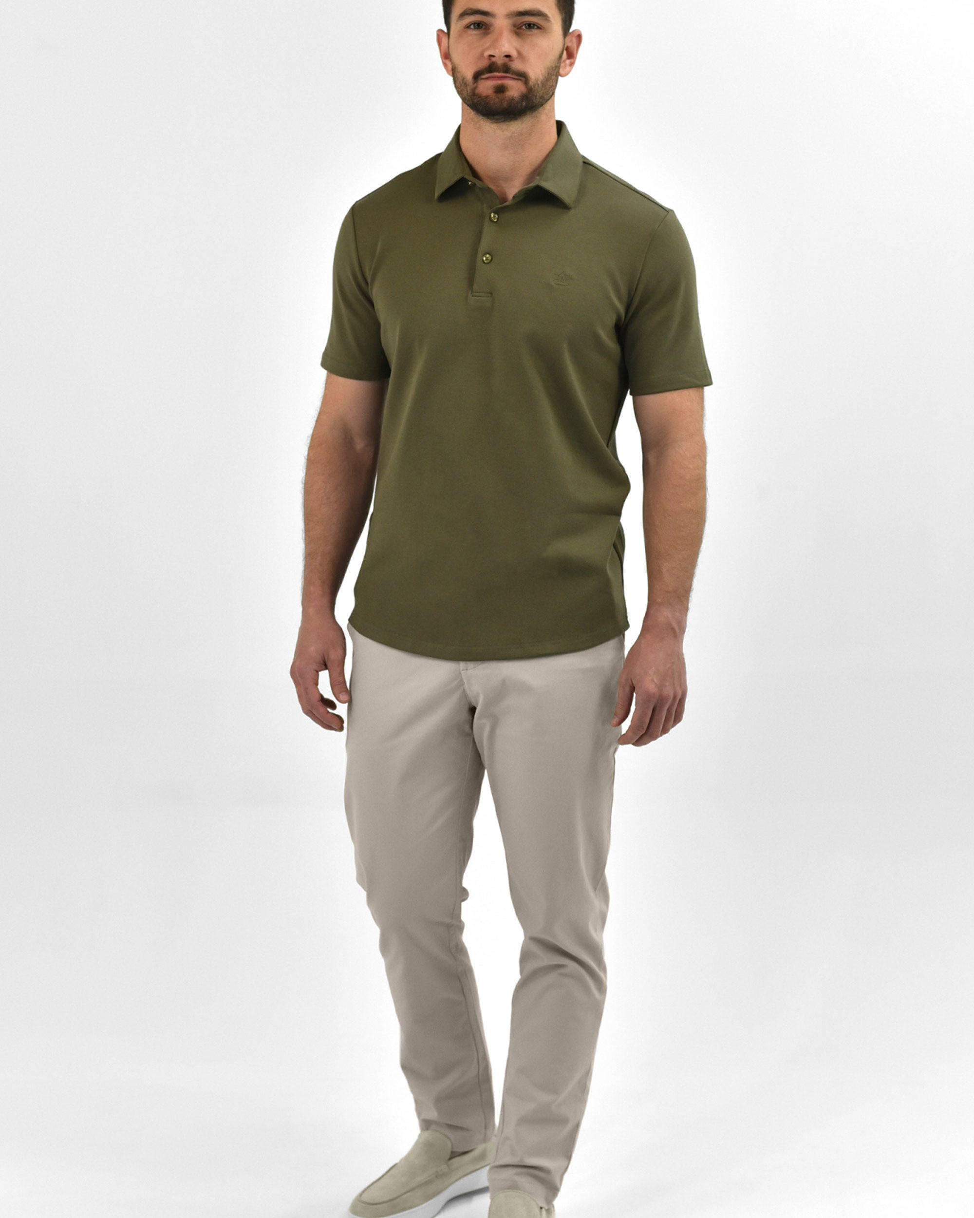 Vercate - Heren Polo Korte Mouw - Strijkvrij Poloshirt - Groen Bruin - Olijfgroen - Slim Fit - Excellent Katoen