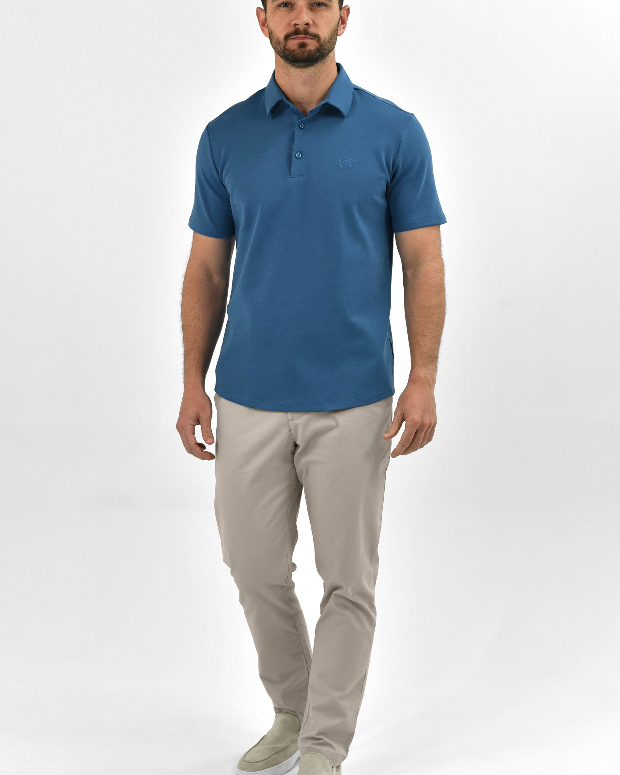 Vercate - Heren Polo Korte Mouw - Strijkvrij Poloshirt - Blauw - Slim Fit - Excellent Katoen