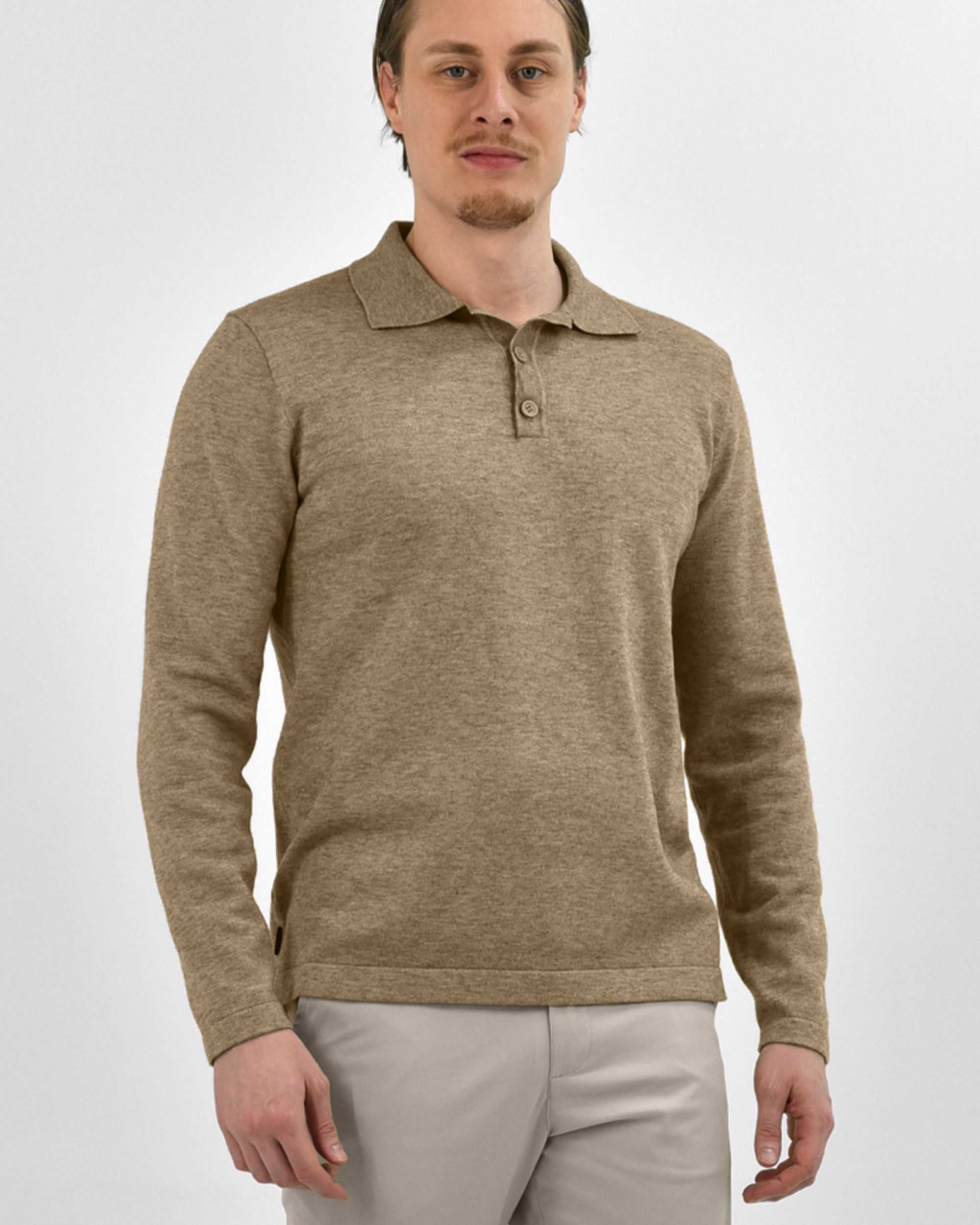 Vercate - Luxe Heren Poloshirt - Polo Met Lange Mouwen - Bruin - Regular Fit - Knit / Knitted - Maat S M L XL XXL