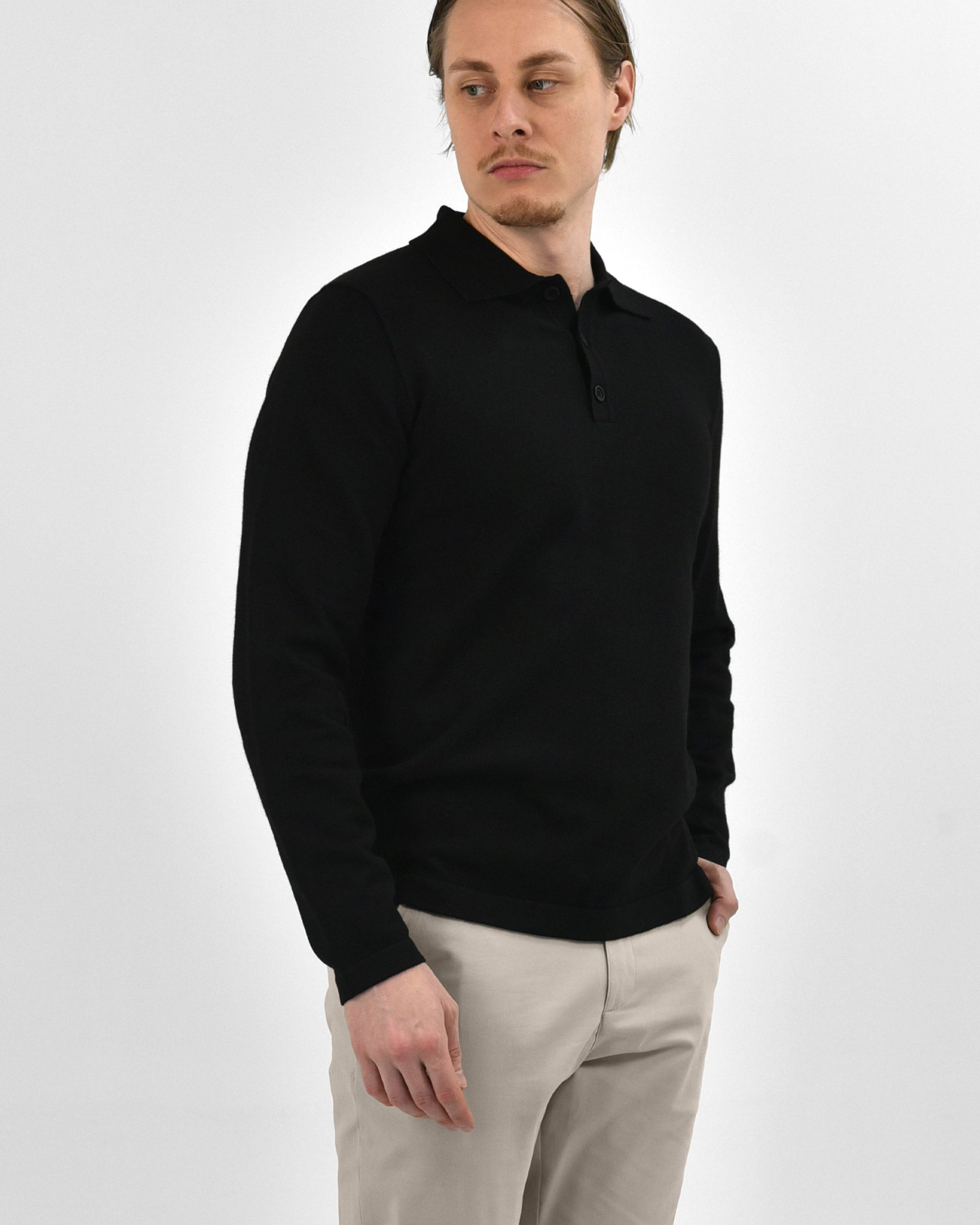 Vercate - Luxe Heren Poloshirt - Polo Met Lange Mouwen - Zwart - Regular Fit - Knit S M L XL XXL