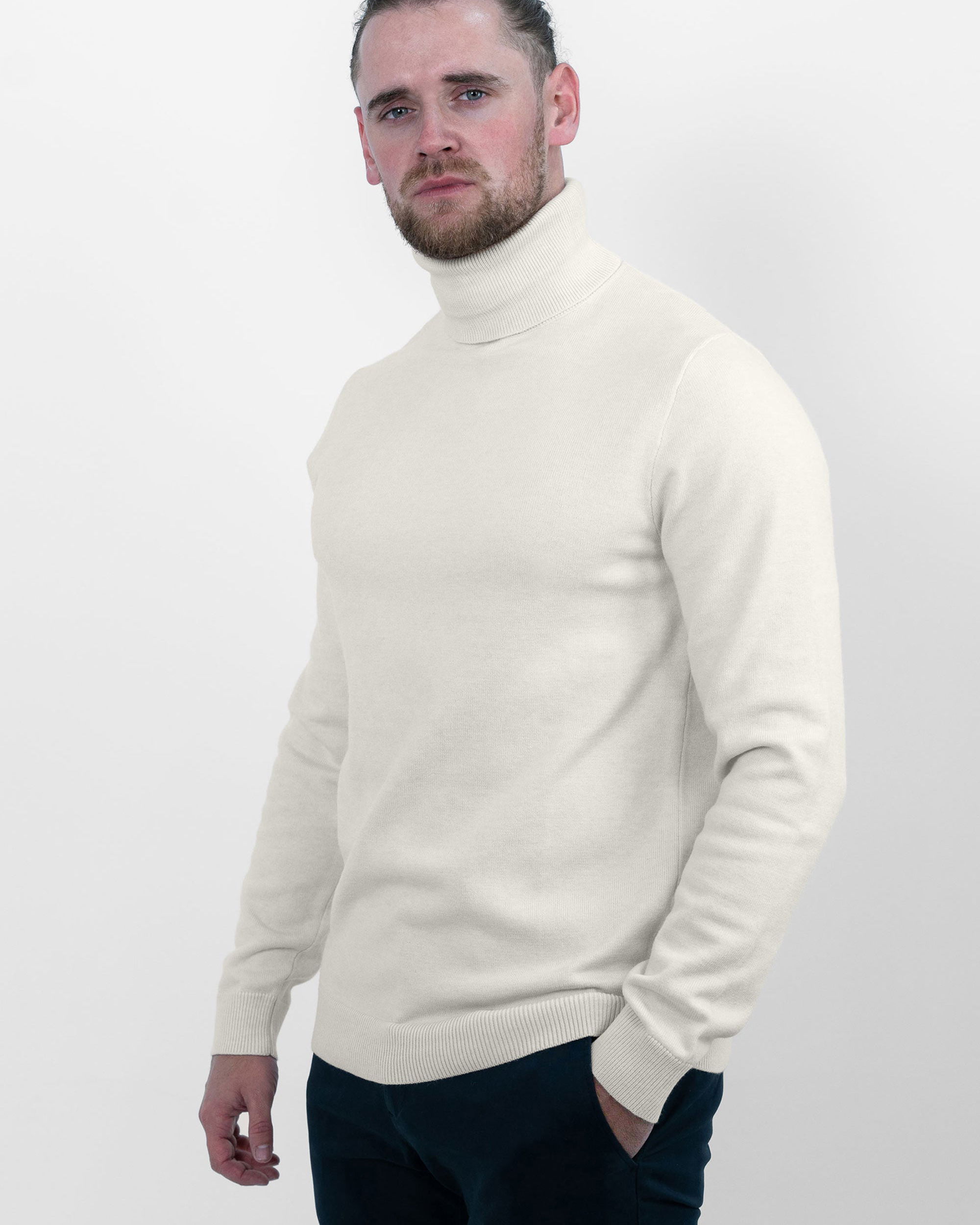 Vercate - Luxe Coltrui - gebroken wit - Regular Fit - Knit Heren Pullover / Sweater / Trui - Maat S M L XL XXL Knitted knitwear