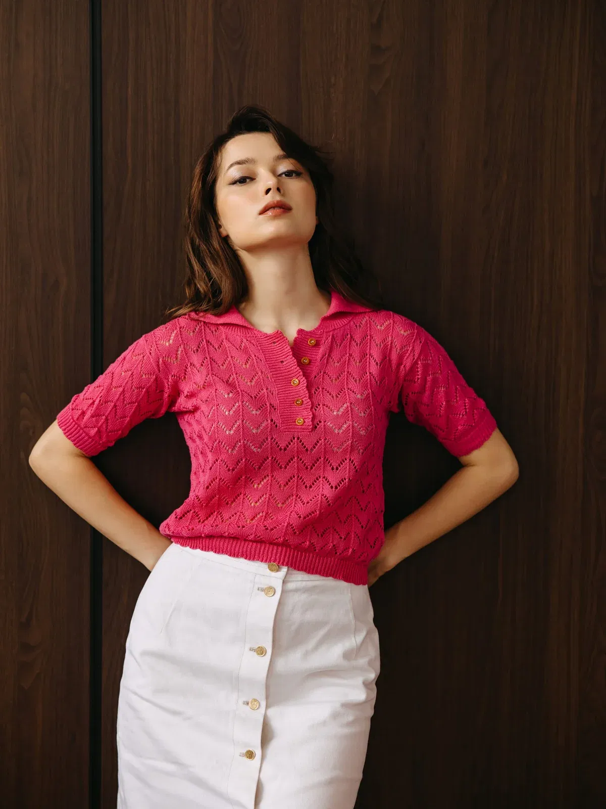 ita ito knitwear femme woman top ima cotton pima fuchsia 0625 002