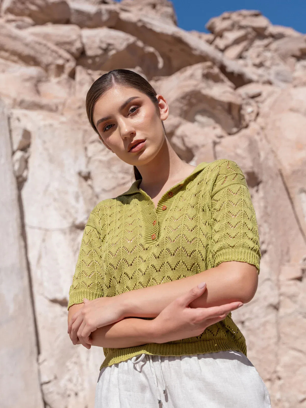 top ima in bably alpaca green