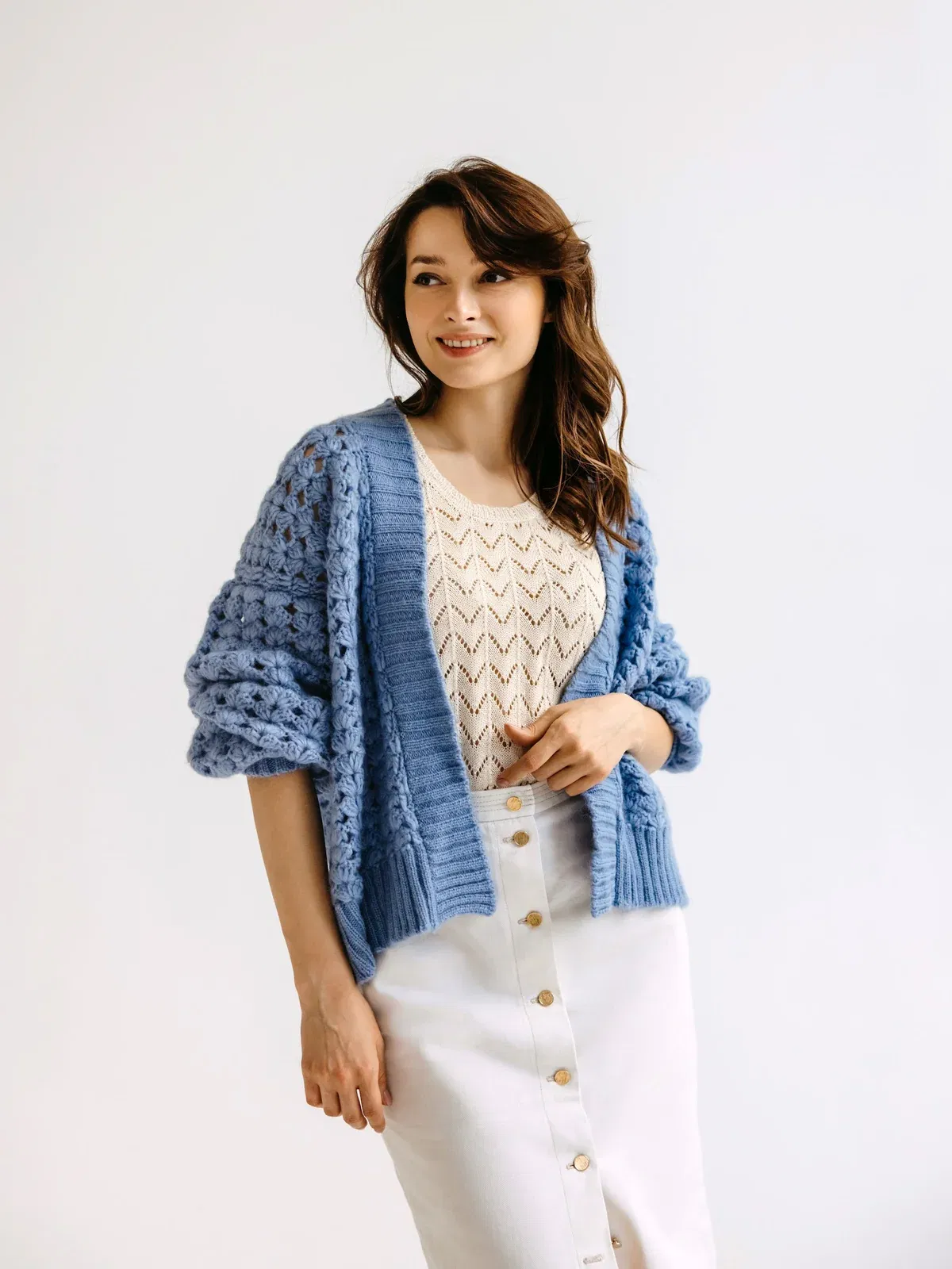 ita ito knitwear femme woman cardigan abanico baby alpaga alpaca bleu blue 0625 018