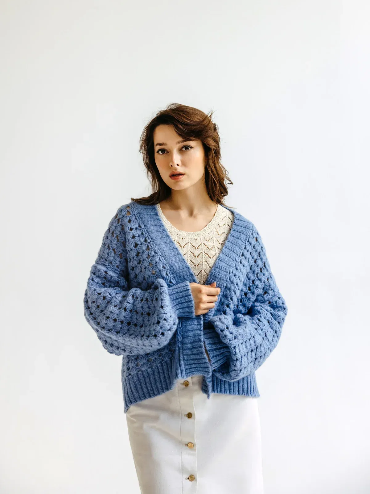 ita ito knitwear femme woman cardigan abanico baby alpaga alpaca bleu blue 0625 015