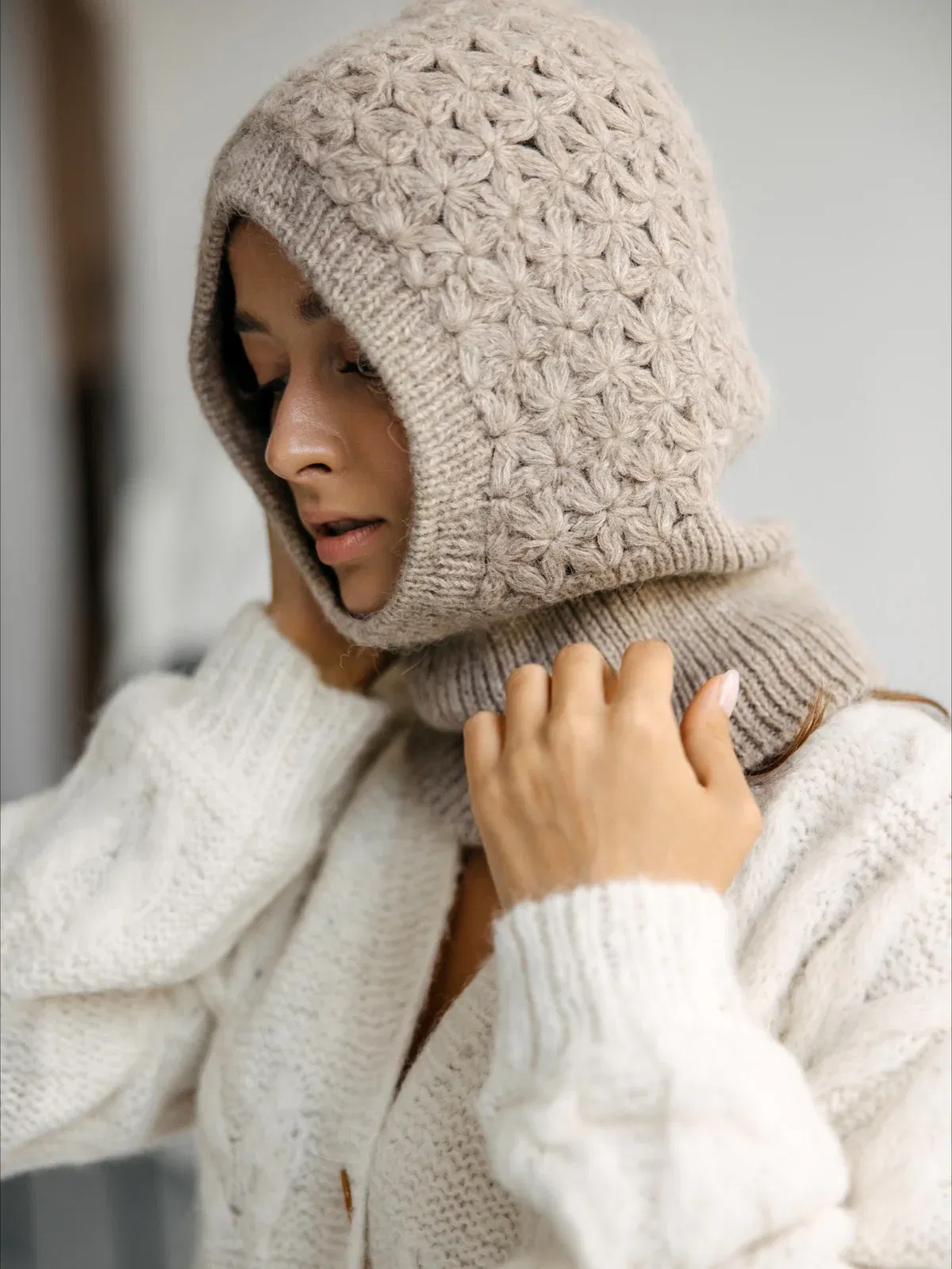 ita ito knitwear femme woman bonnet balaclava cap jasmin baby alpaga beige 005