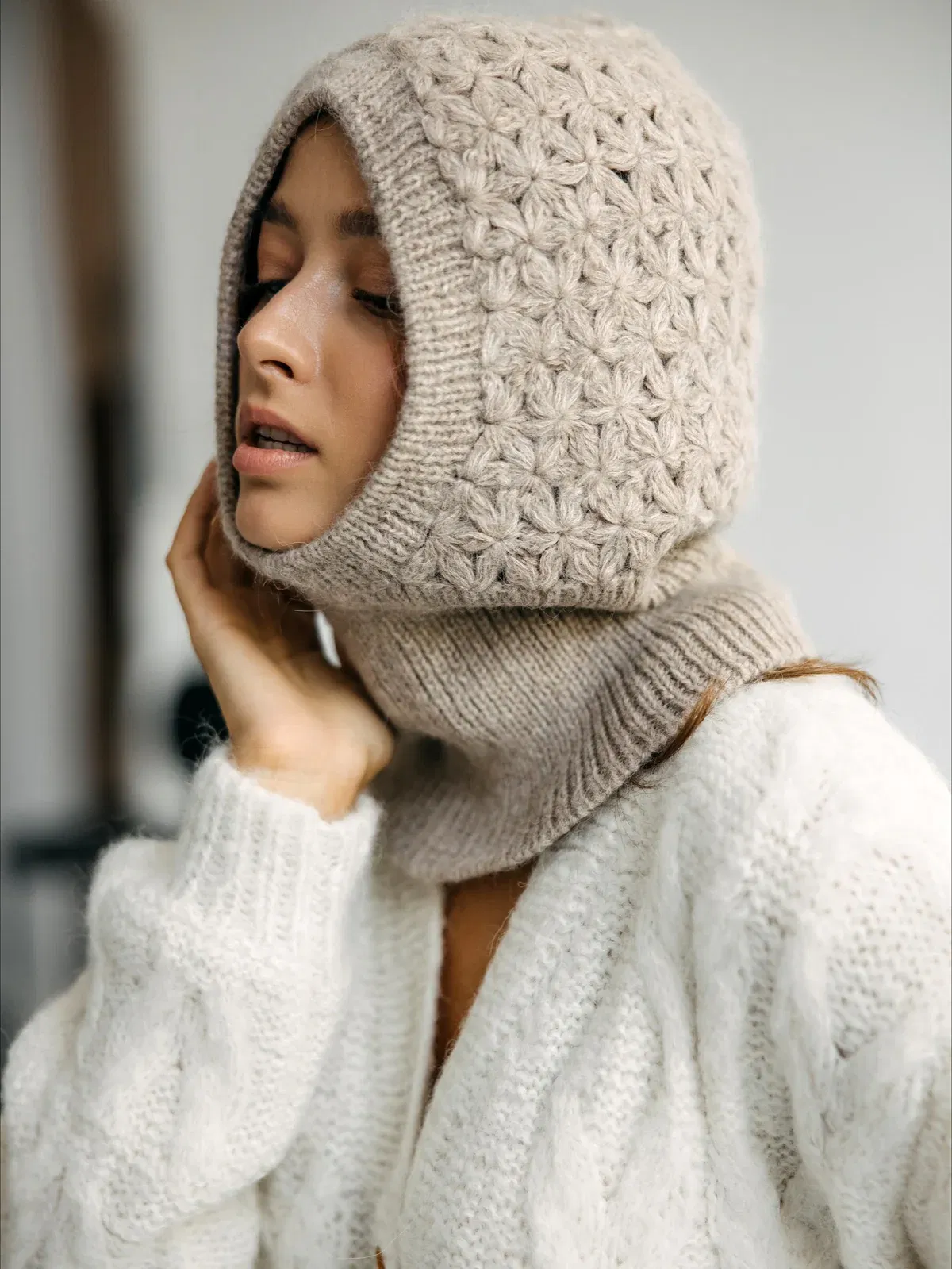 ita ito knitwear femme woman bonnet balaclava cap jasmin baby alpaga beige 006