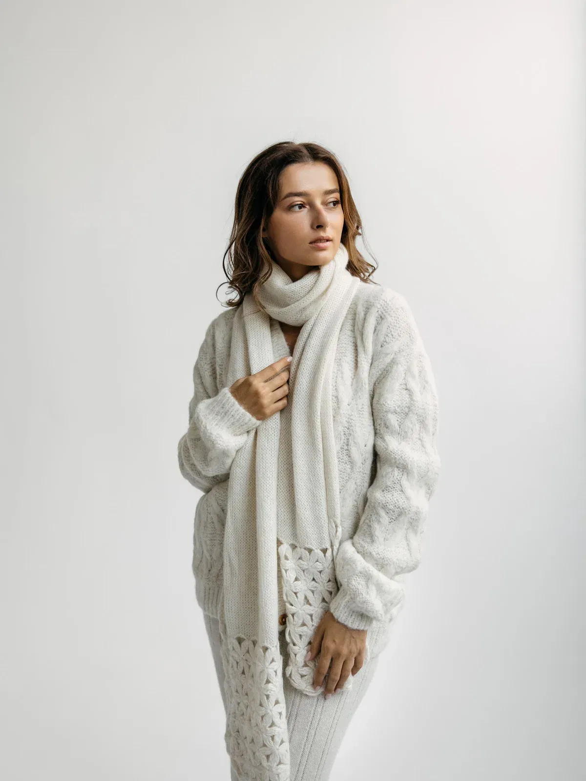 ita ito knitwear femme woman echarpe scarf jasmin baby alpaga blanc white 007