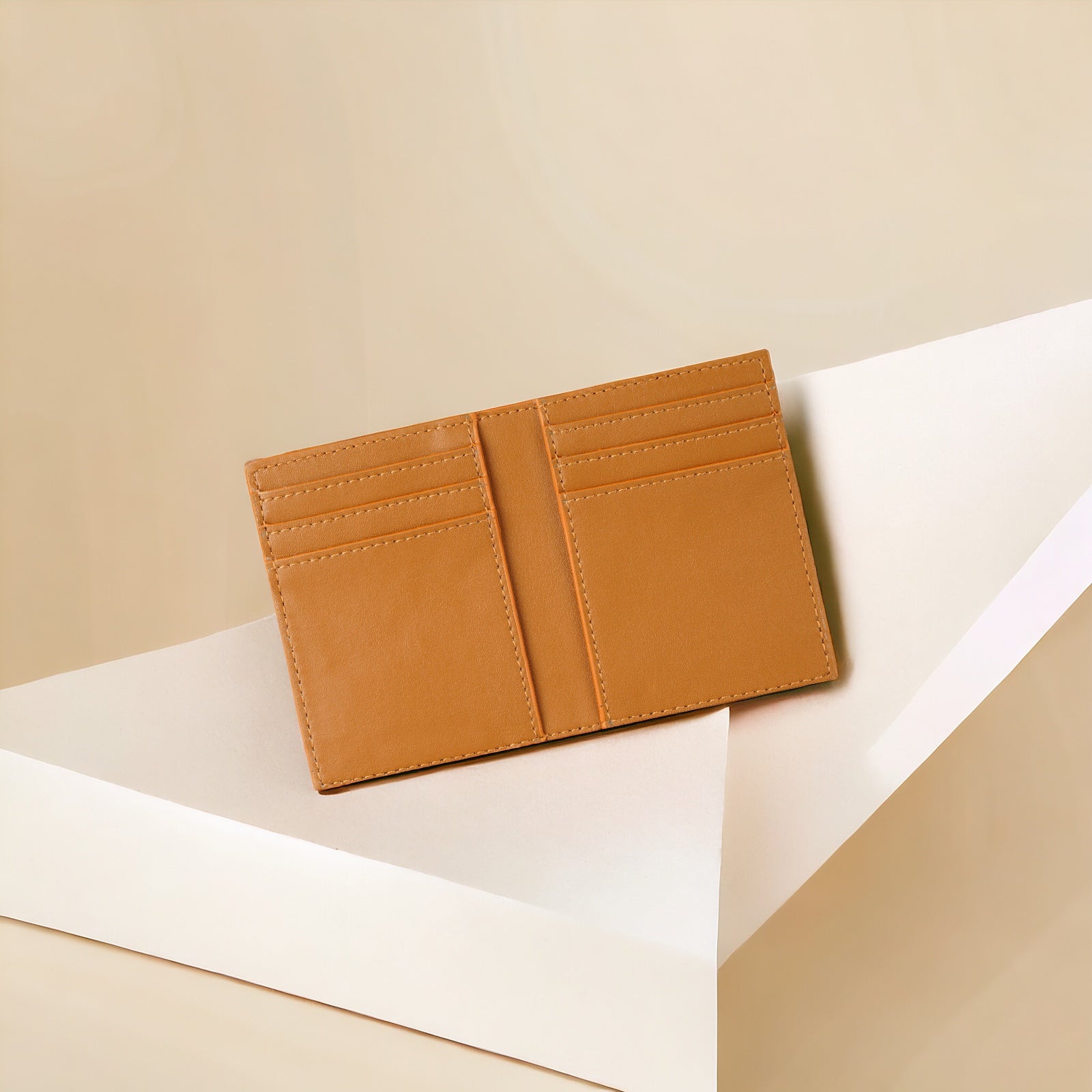 Compact Card Wallet - Cognac 3 Vegan cactus Leather wallet