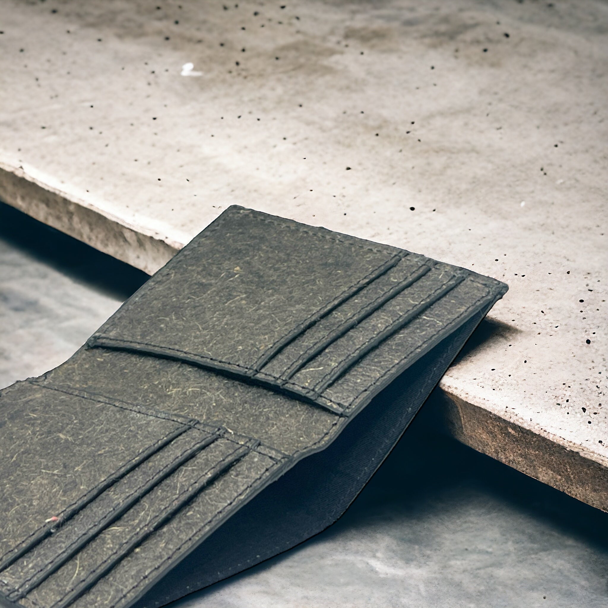 Coconut Leather Classic Cash Wallet - Dark Grey 3 Ash Gray vegan wallet