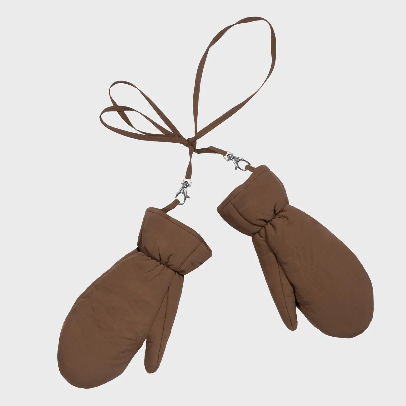 Winter Vegan Gloves Brown 4 Brown vegan winter mittens connected by a strap, made from recycled materials with a soft, insulated design. - The New Orchard - Warm Brown