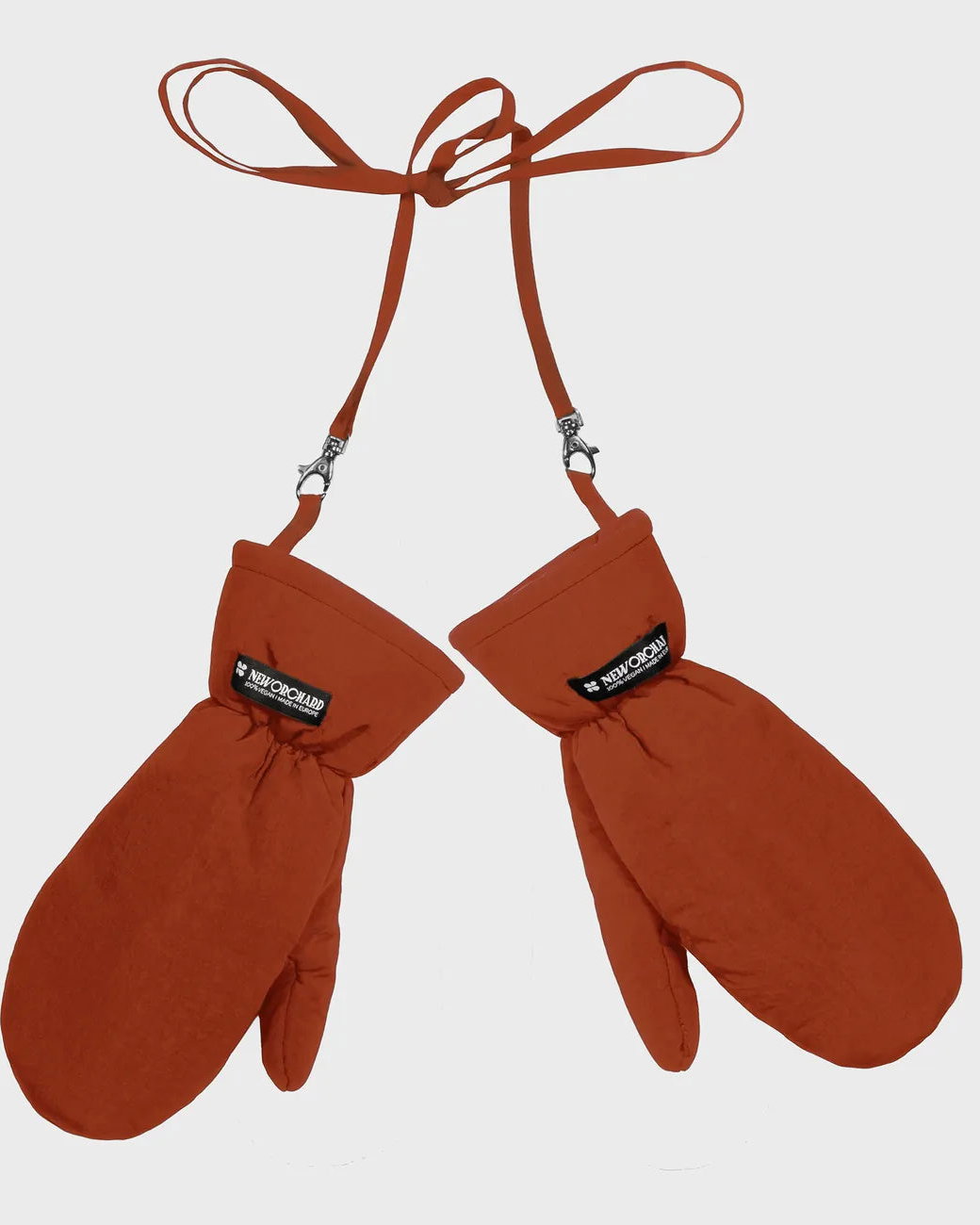 Cinnamon-colored vegan winter gloves made from recycled materials with adjustable wrist straps. - The New Orchard - ⁠Fresh Cinnamon