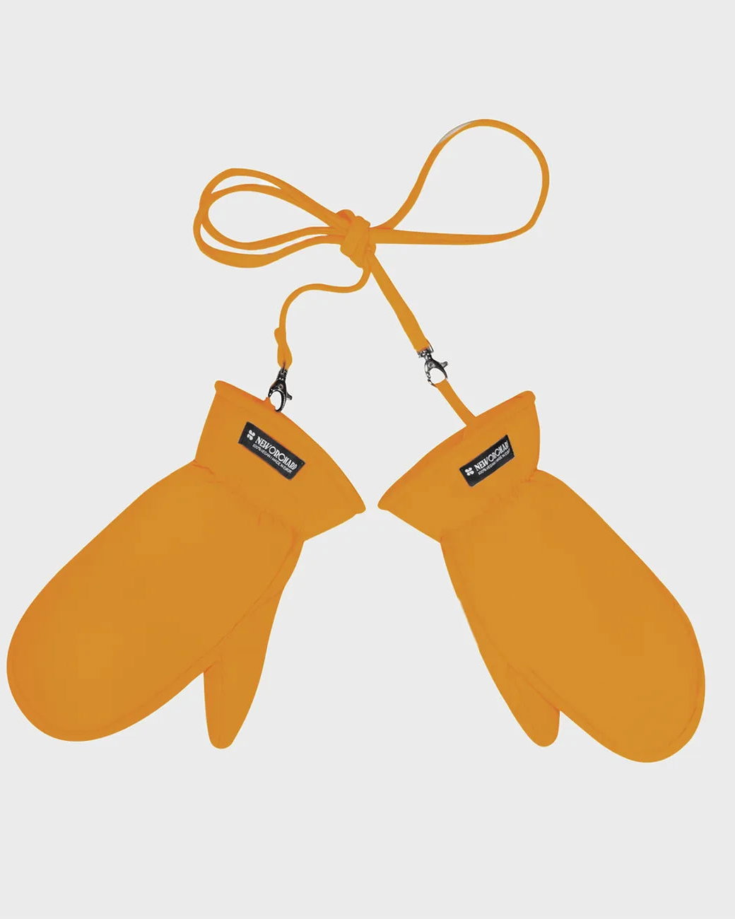 Amber yellow vegan winter gloves made from recycled materials with wrist straps. - The New Orchard - Amber Yellow
