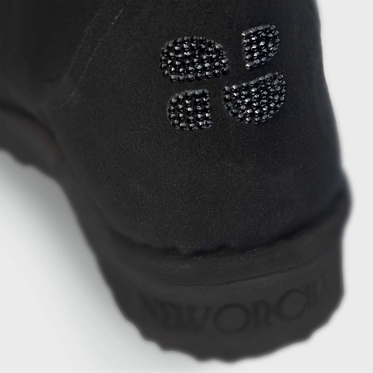 Classic Vegan Short Black Crystal 2 Vegan charcoal black short boots with crystal accents – winter fashion essential