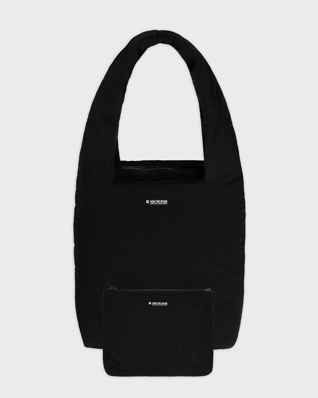 Black vegan shoulder purse with matching pouch