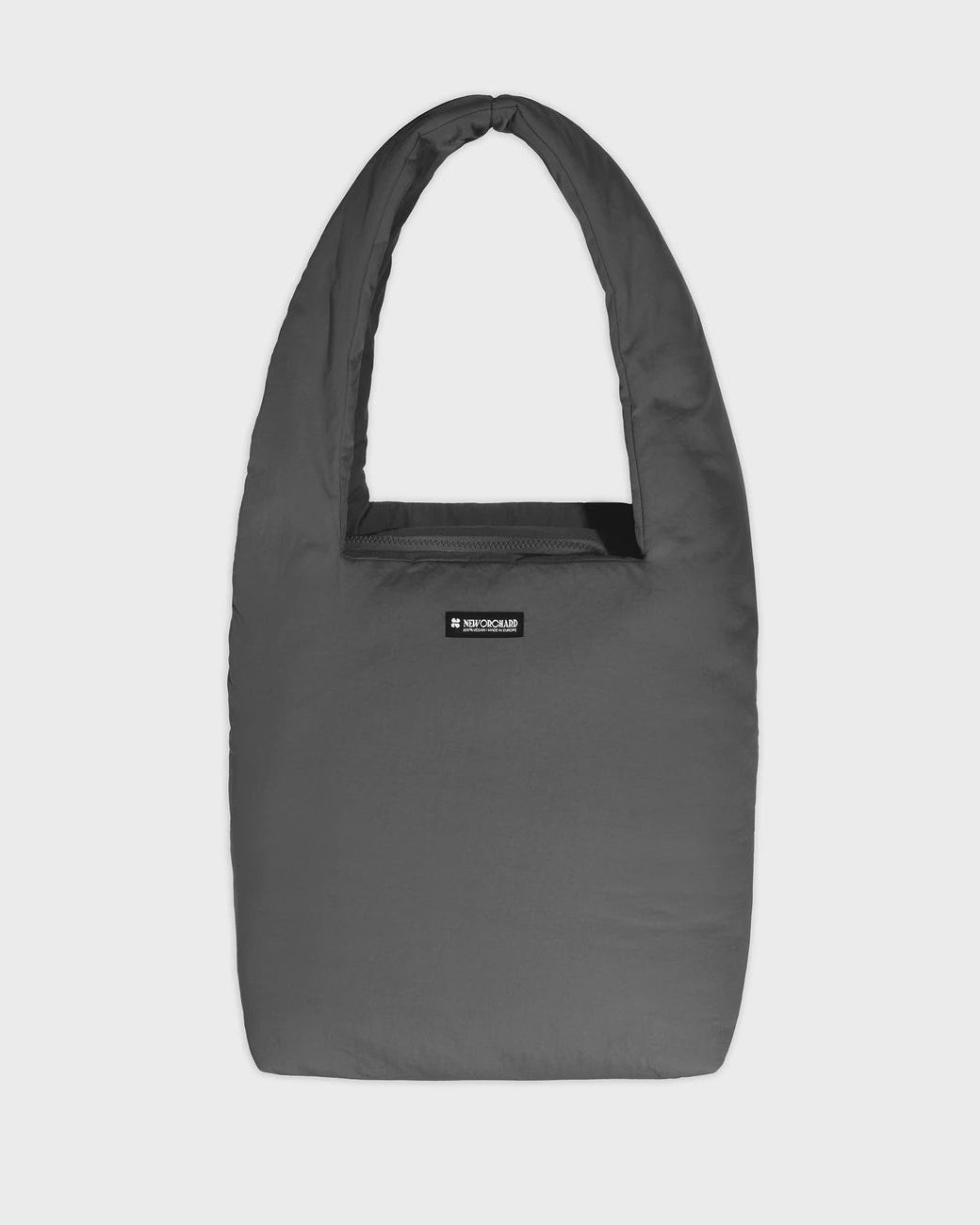 Grey vegan shoulder bag with cosmetic pouch sustainable faux leather