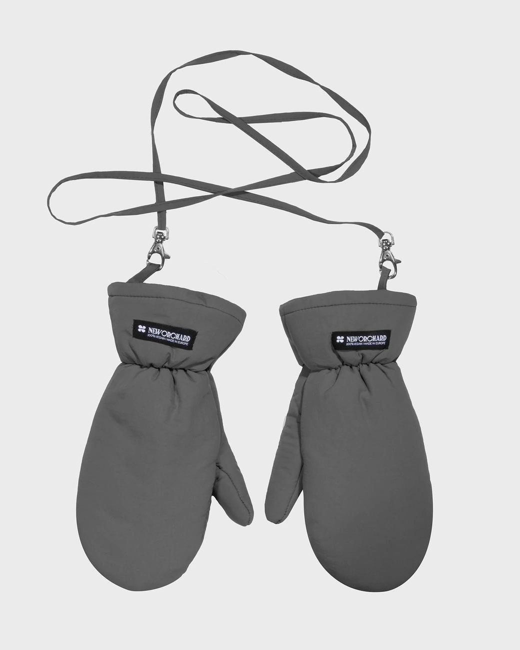 Grey recycled wool free mittens sustainable winter style