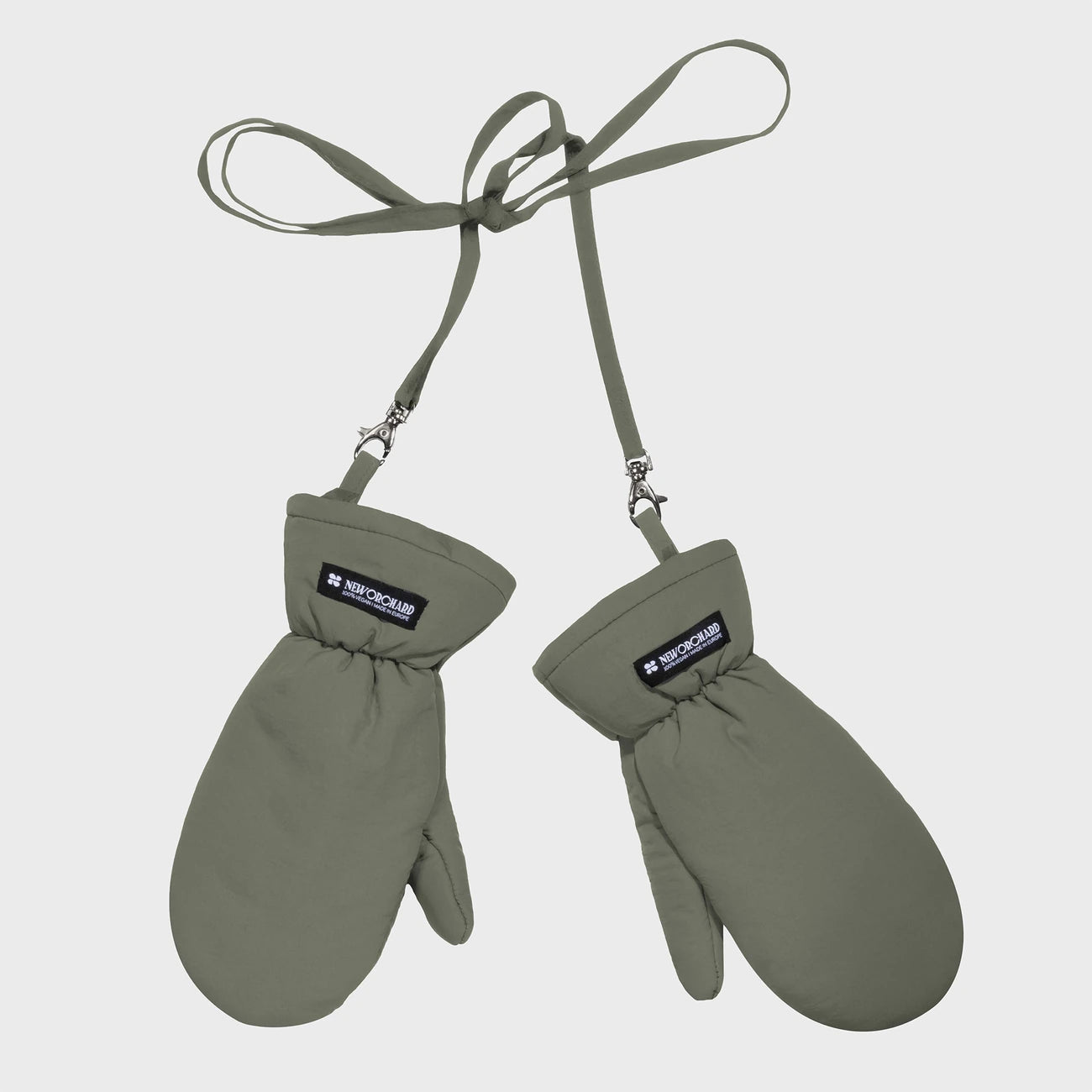 Winter Vegan Gloves Khaki 1 Khaki green recycled fabric mittens eco conscious winter accessory