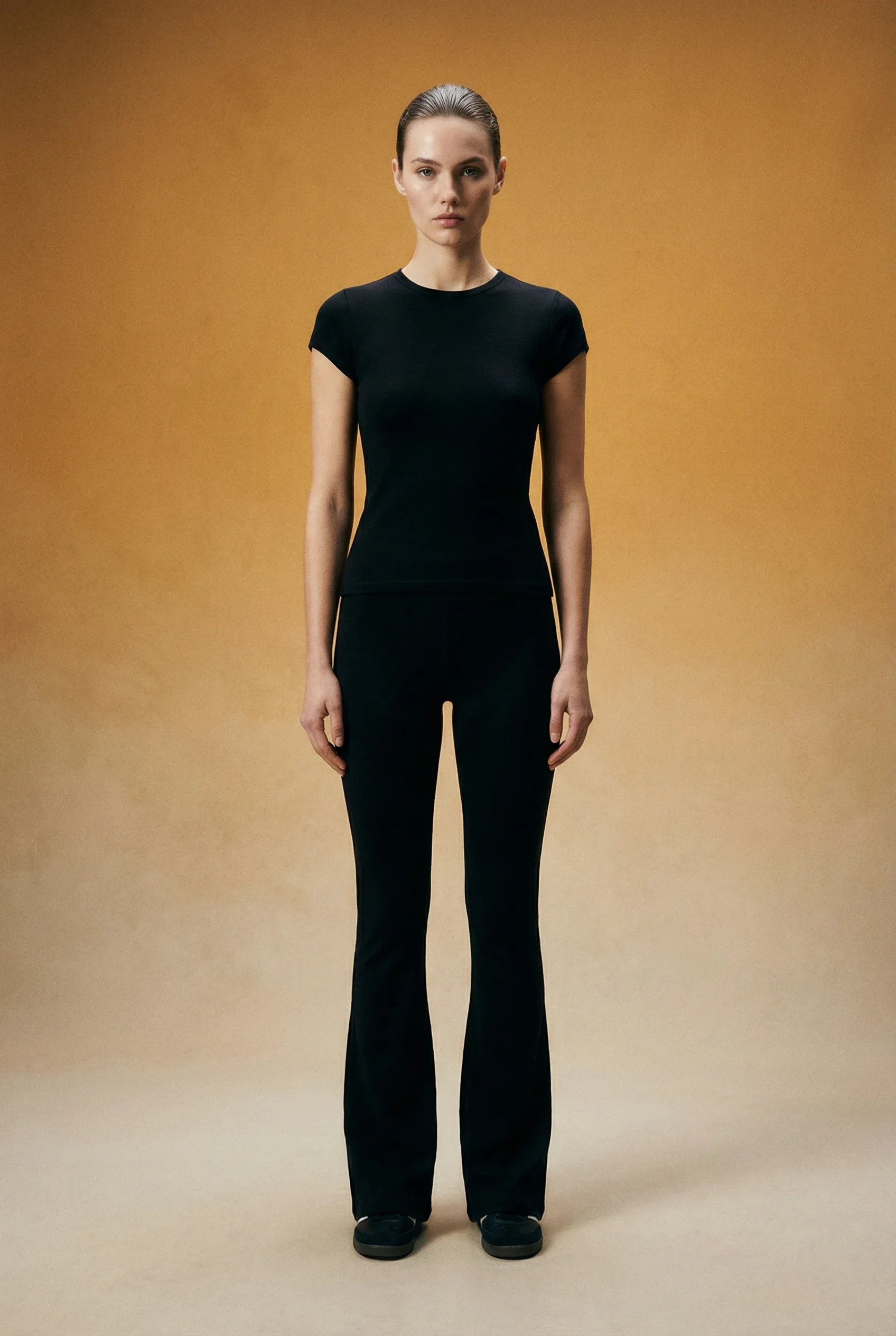 Merino Wool Flared Pants - Black - Zubek.Co