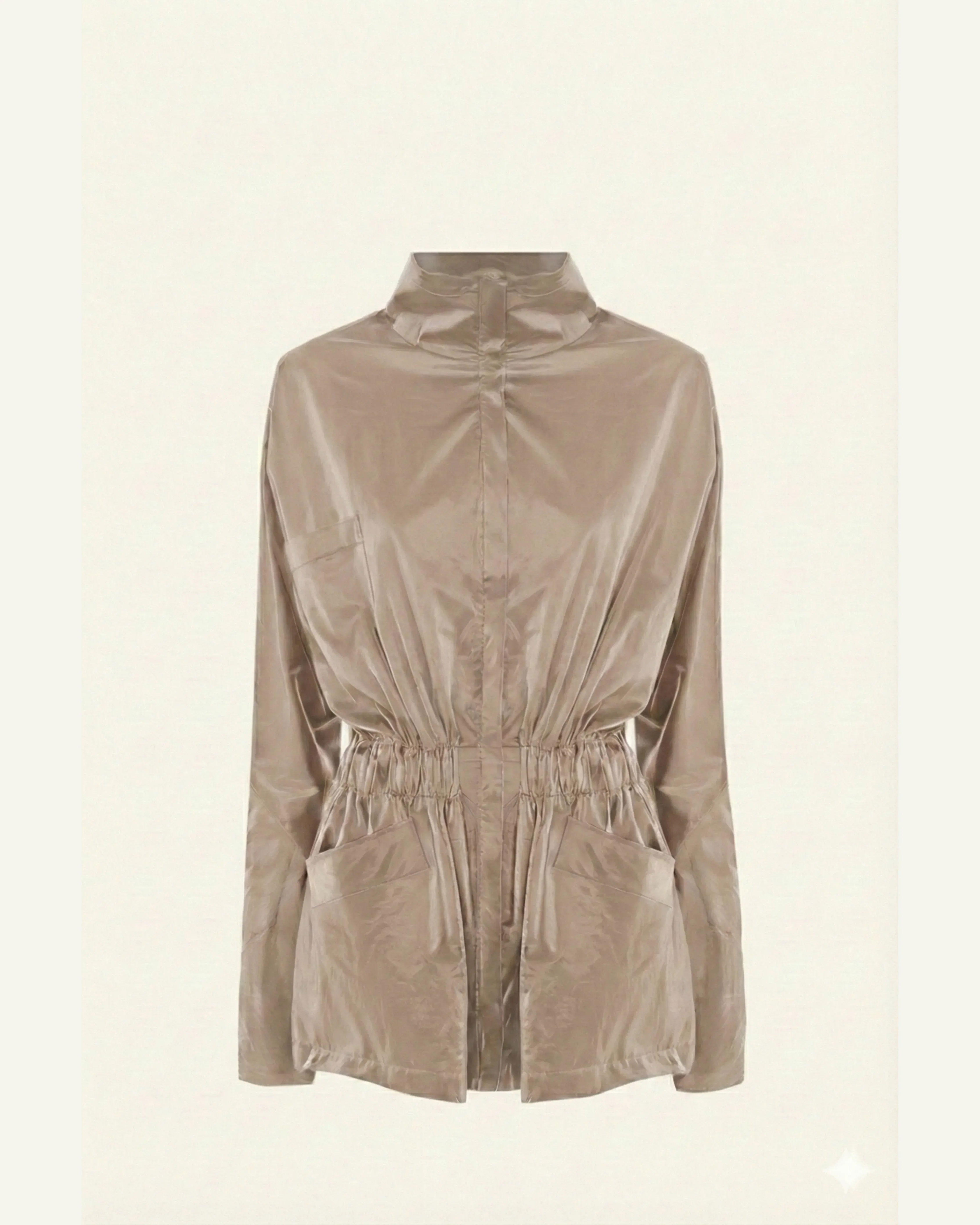 Single-Panel Cotton Windbreaker with Lyocell/Wool Lining - Beige - Zubek.Co