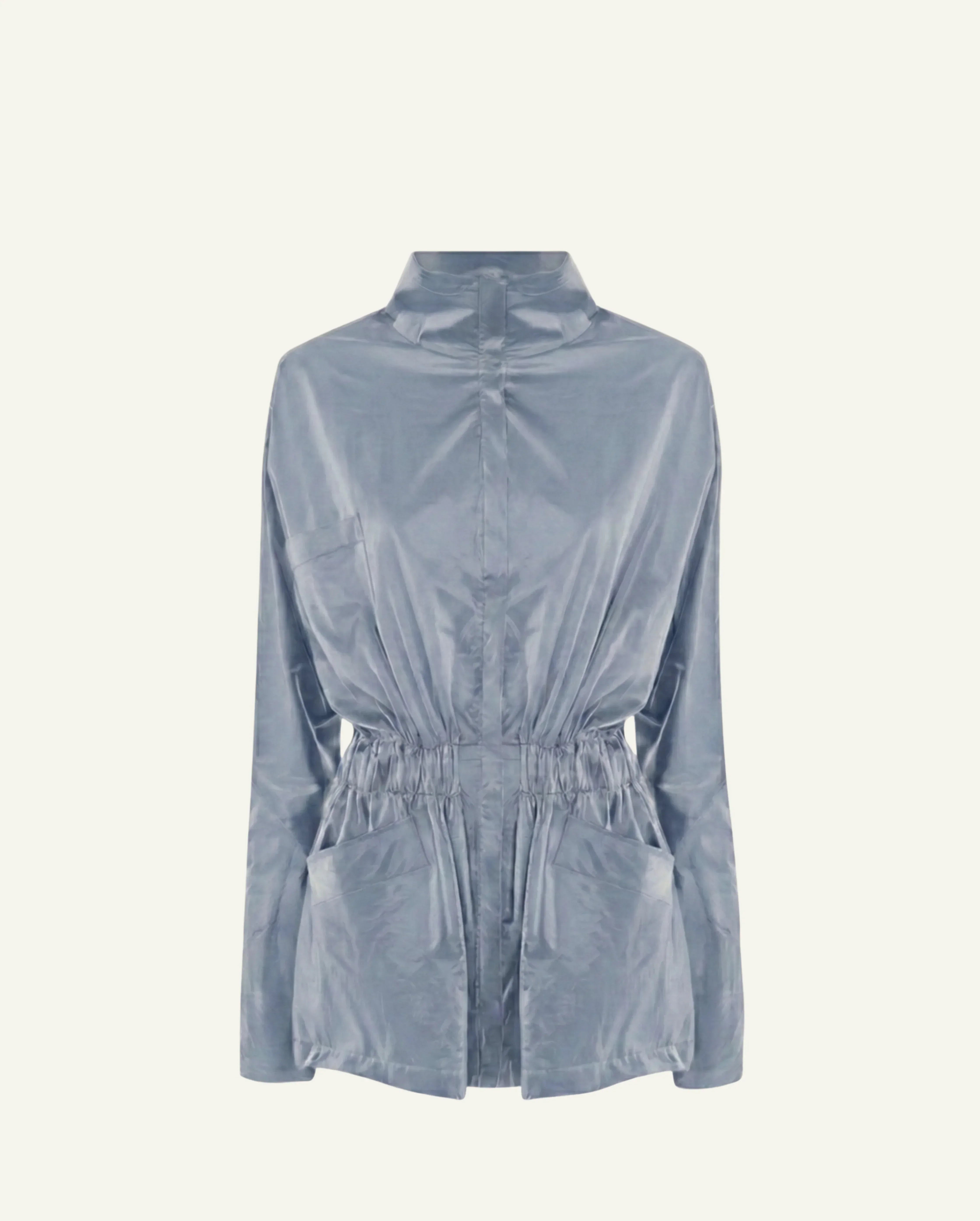 Single-Panel Cotton Windbreaker with Lyocell/Wool Lining - Light Blue 1 Single-Panel Cotton Windbreaker with Lyocell/Wool Lining - Light Blue - Zubek.Co