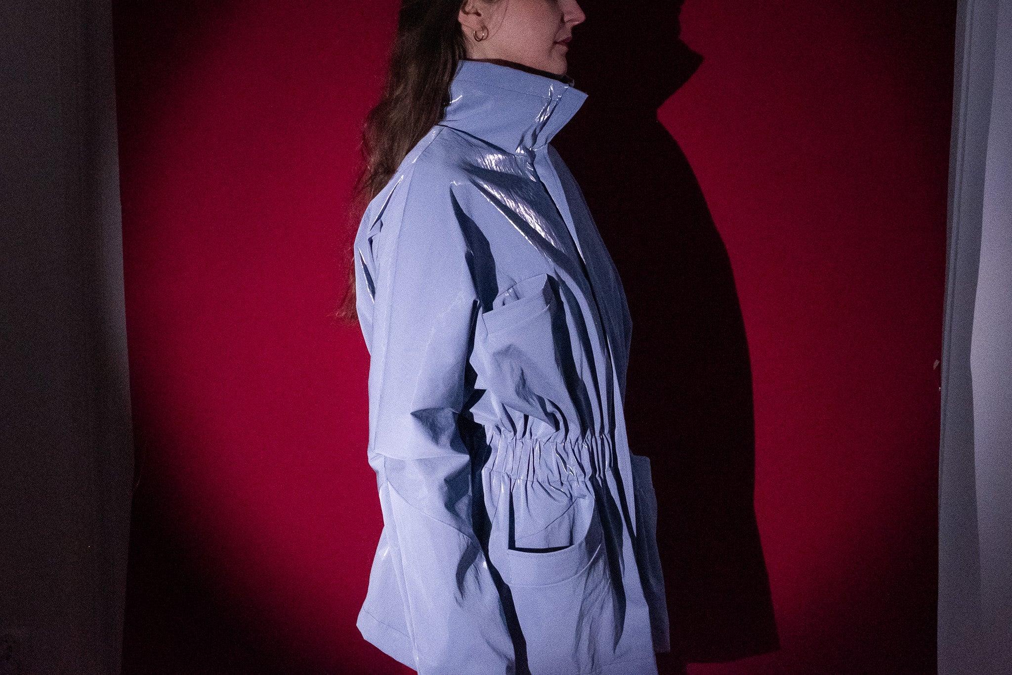 Single-Panel Cotton Windbreaker with Lyocell/Wool Lining - Light Blue 9 Single-Panel Cotton Windbreaker with Lyocell/Wool Lining - Light Blue - Zubek.Co