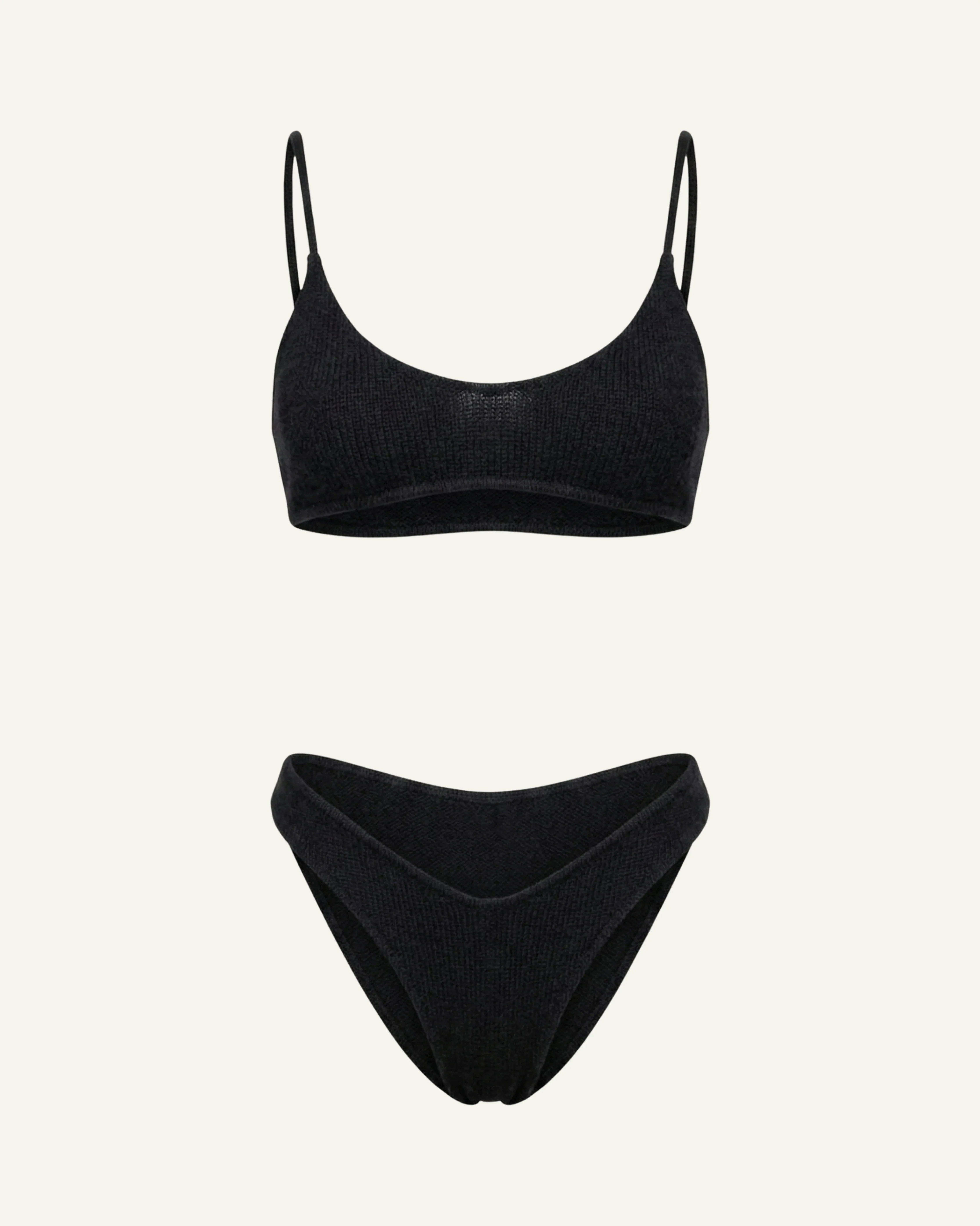 Women's Merino Wool Bikini Set – Black | Natural Swimwear - Zubek.Co