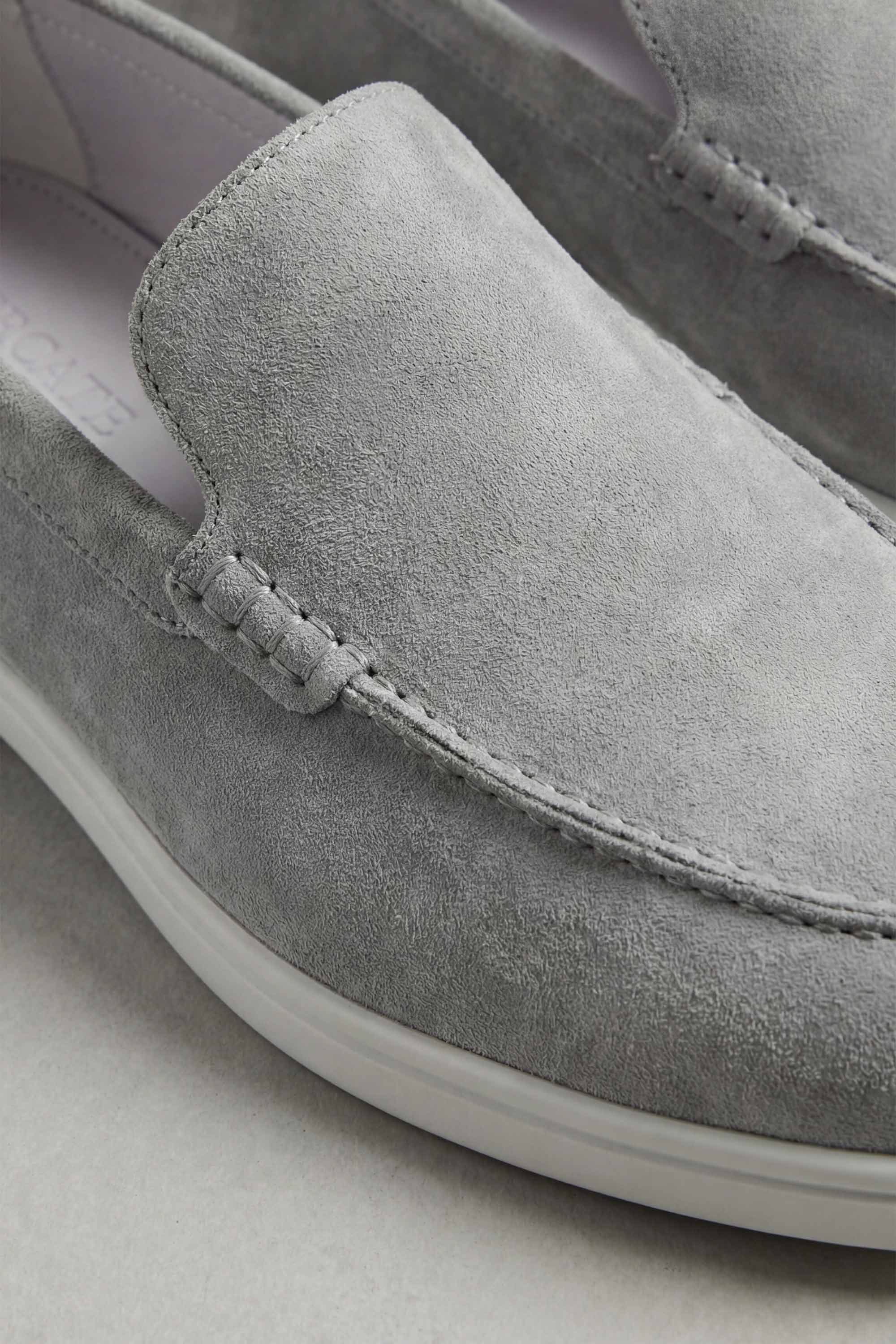 Florence Suede Loafer - Grey 2 Vercate - Suède Loafer - Herenschoen - Instappers - Italiaans Leer - Heren Schoenen - Lichtgrijs / Grijs