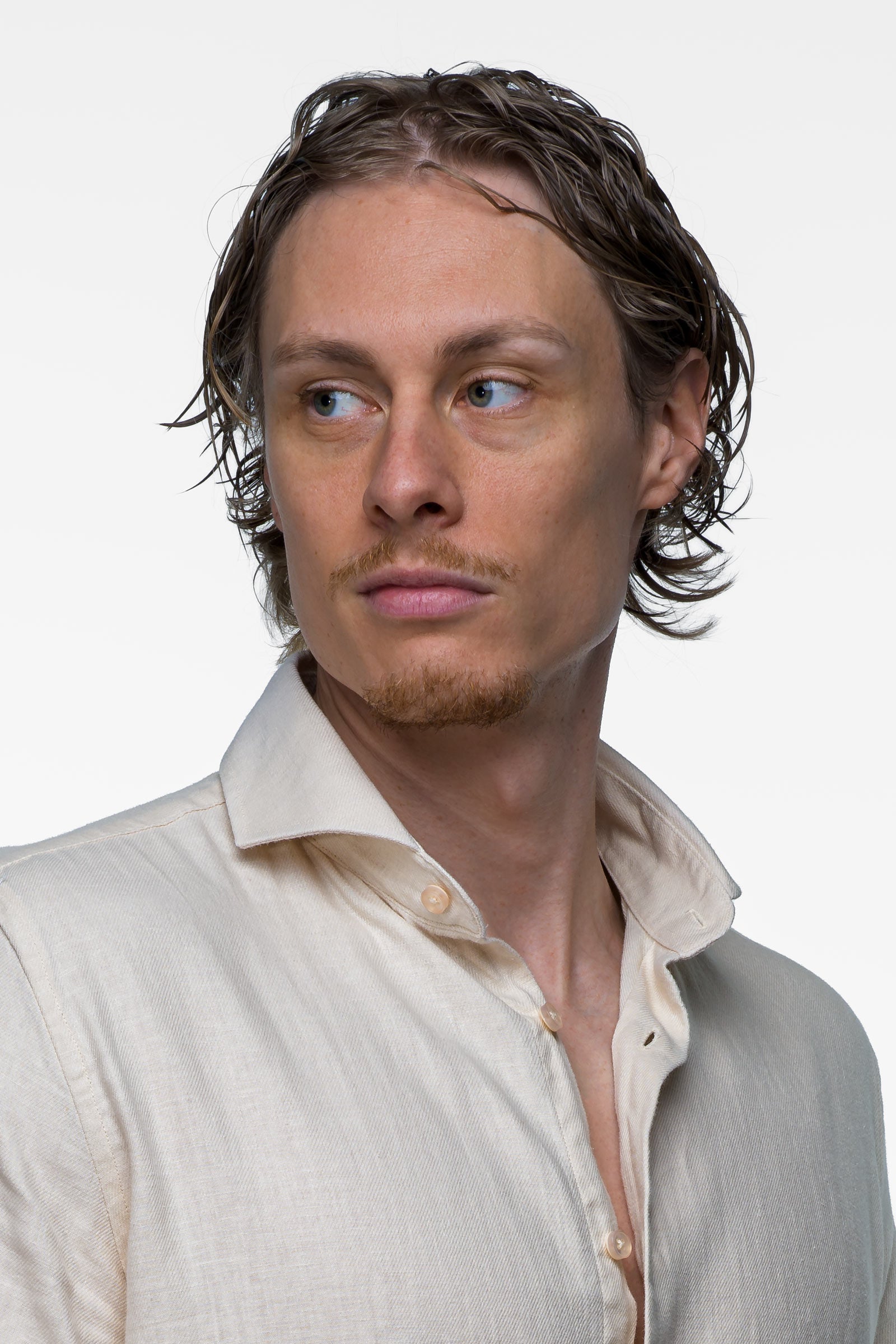 Linen Shirt - Beige 5 Vercate - Linnen Overhemd - Korte Mouwen - Slim Fit - Heren - Beige