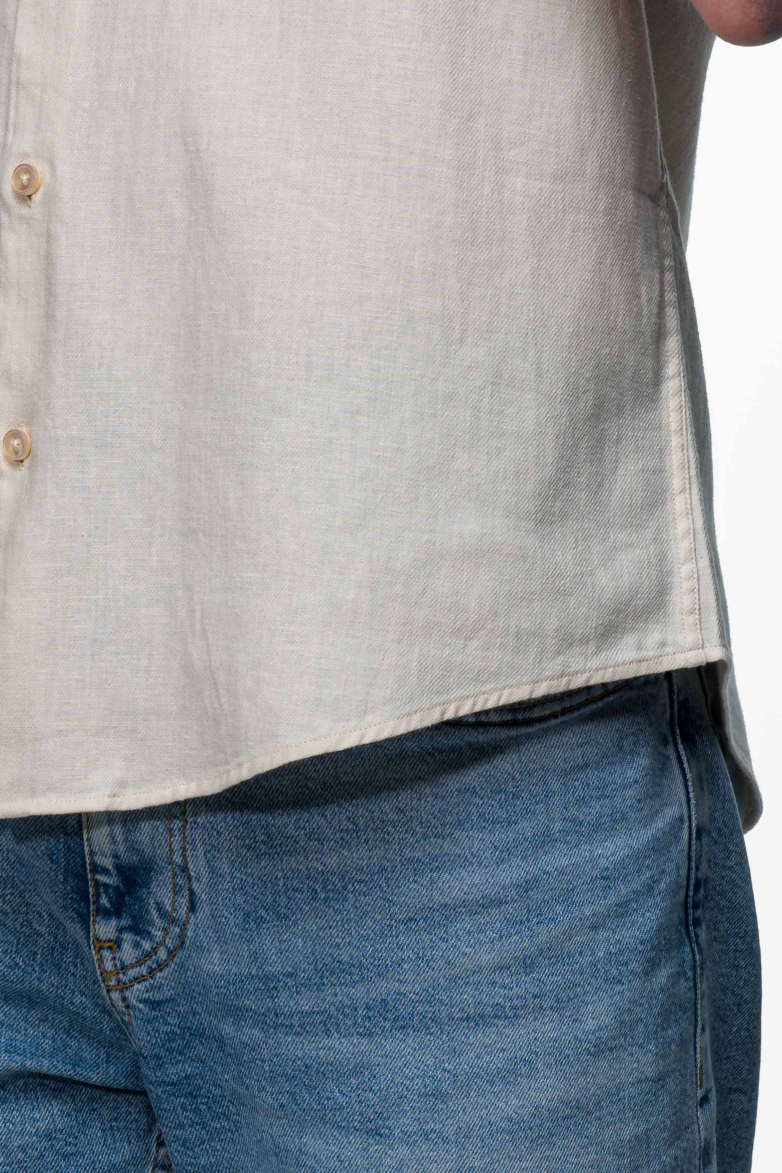 Linen Shirt - Beige 6 Vercate - Linnen Overhemd - Korte Mouwen - Slim Fit - Heren - Beige