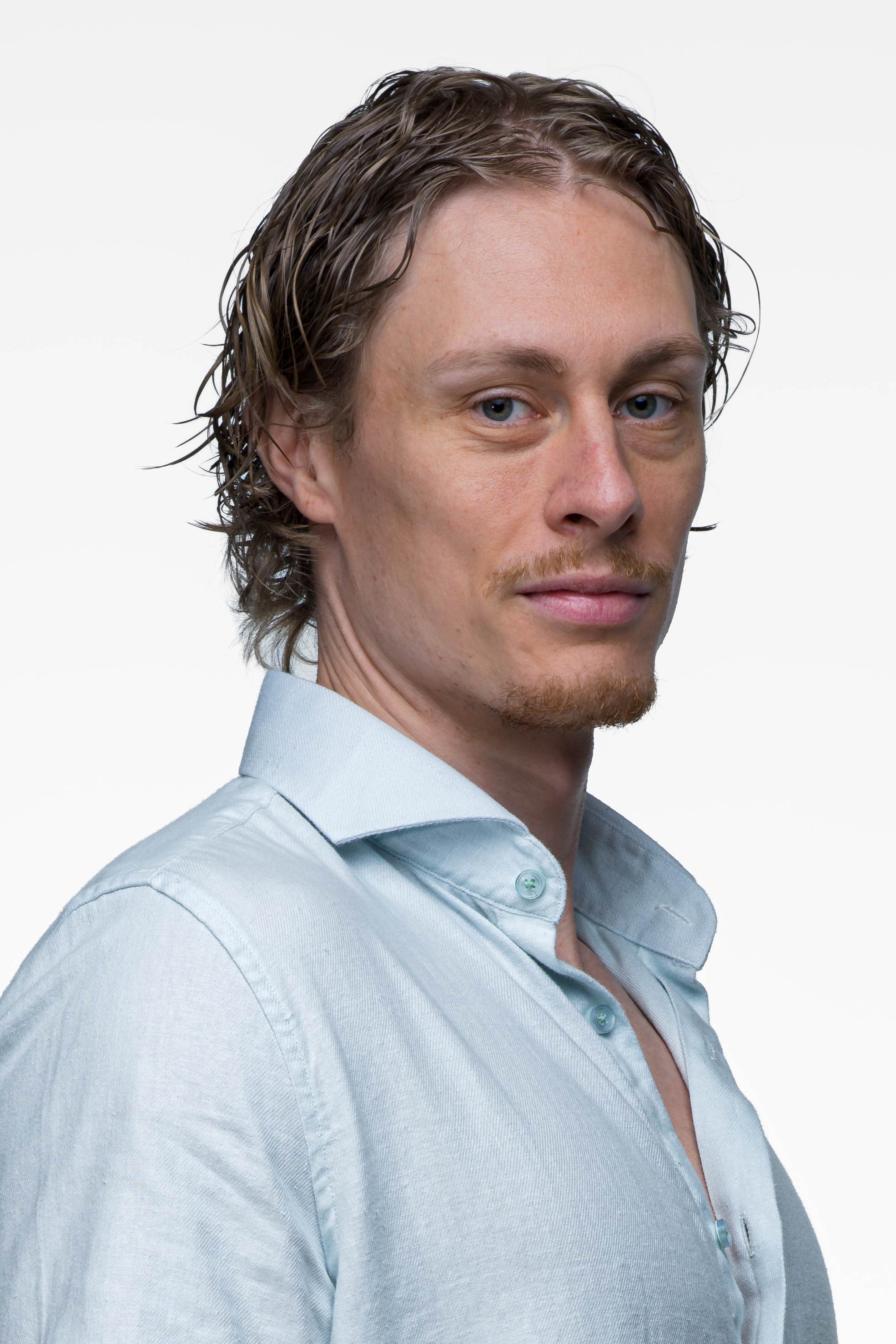 Linen Shirt - Light Blue 6 Vercate - Linnen Overhemd - Korte Mouwen - Slim Fit - Heren - Lichtblauw / Blauw