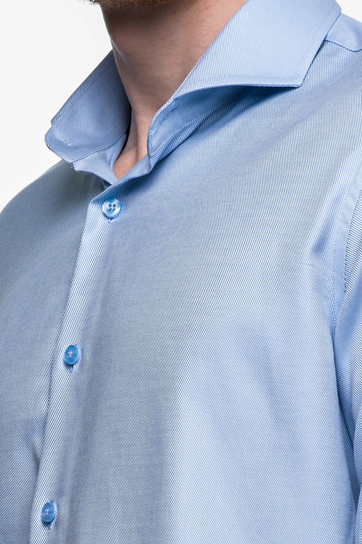 Non Iron Shirt - Twill - Light Blue 4 Vercate - Strijkvrij Overhemd - Twill Katoen - Business Shirt - Lange Mouwen - Slim Fit - Heren - Lichtblauw