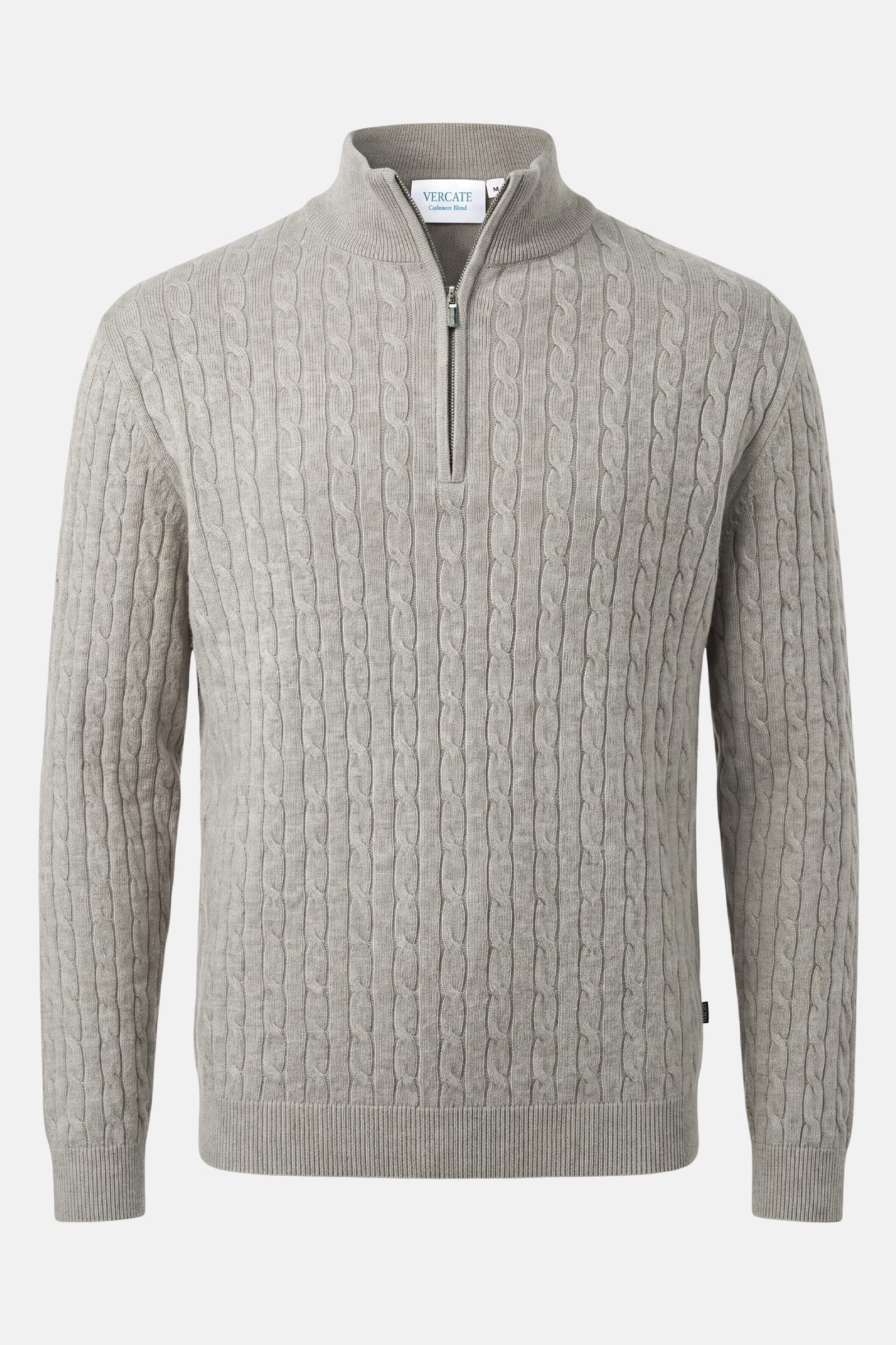 Half Zip - Cashmere Blend - Grey Beige 1 packshot