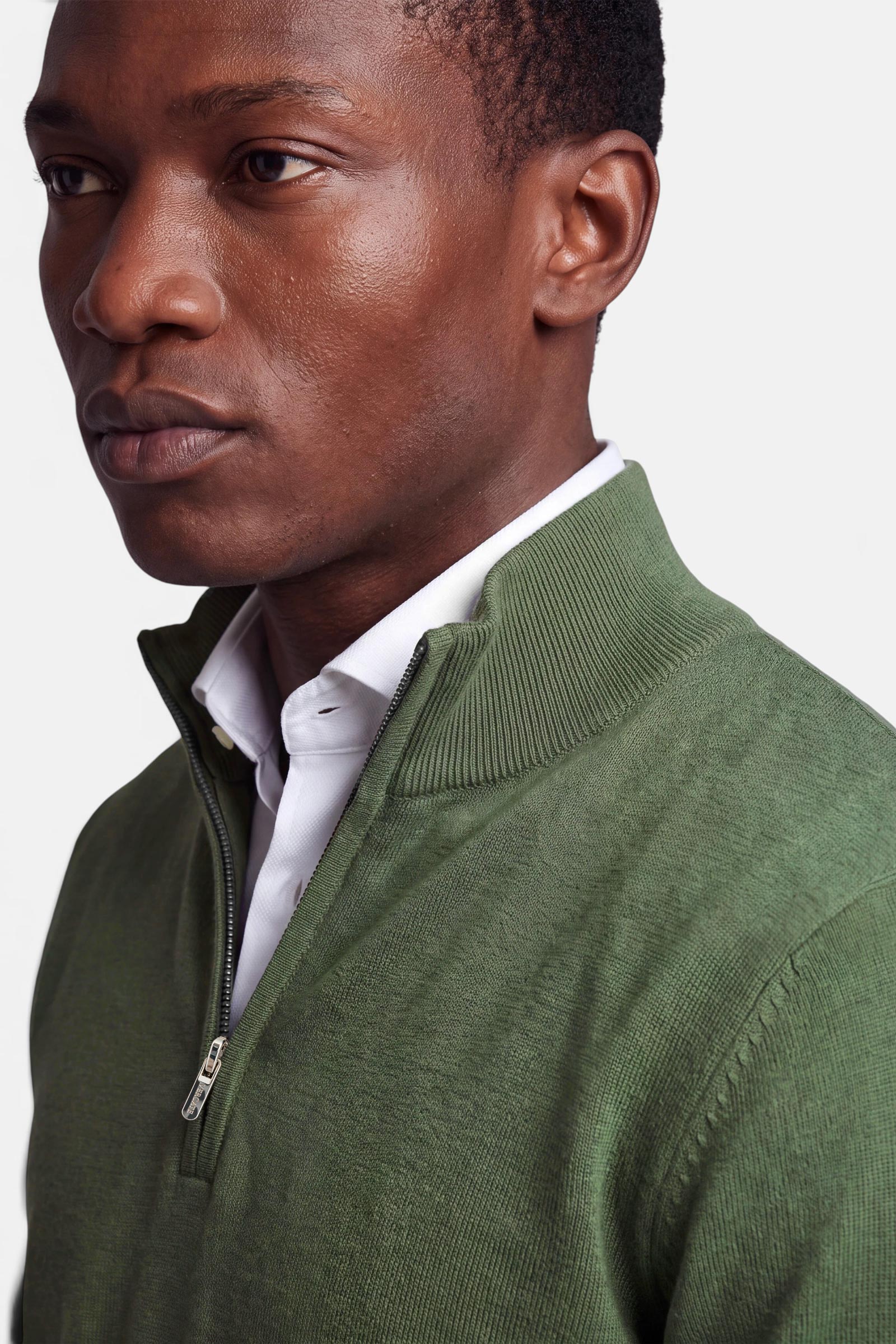 Half Zip - Cashmere Blend - Green 5 Vercate - Quarter Zip / Half Zip Trui Heren - Groen - Cashmere Blend - Regular Fit