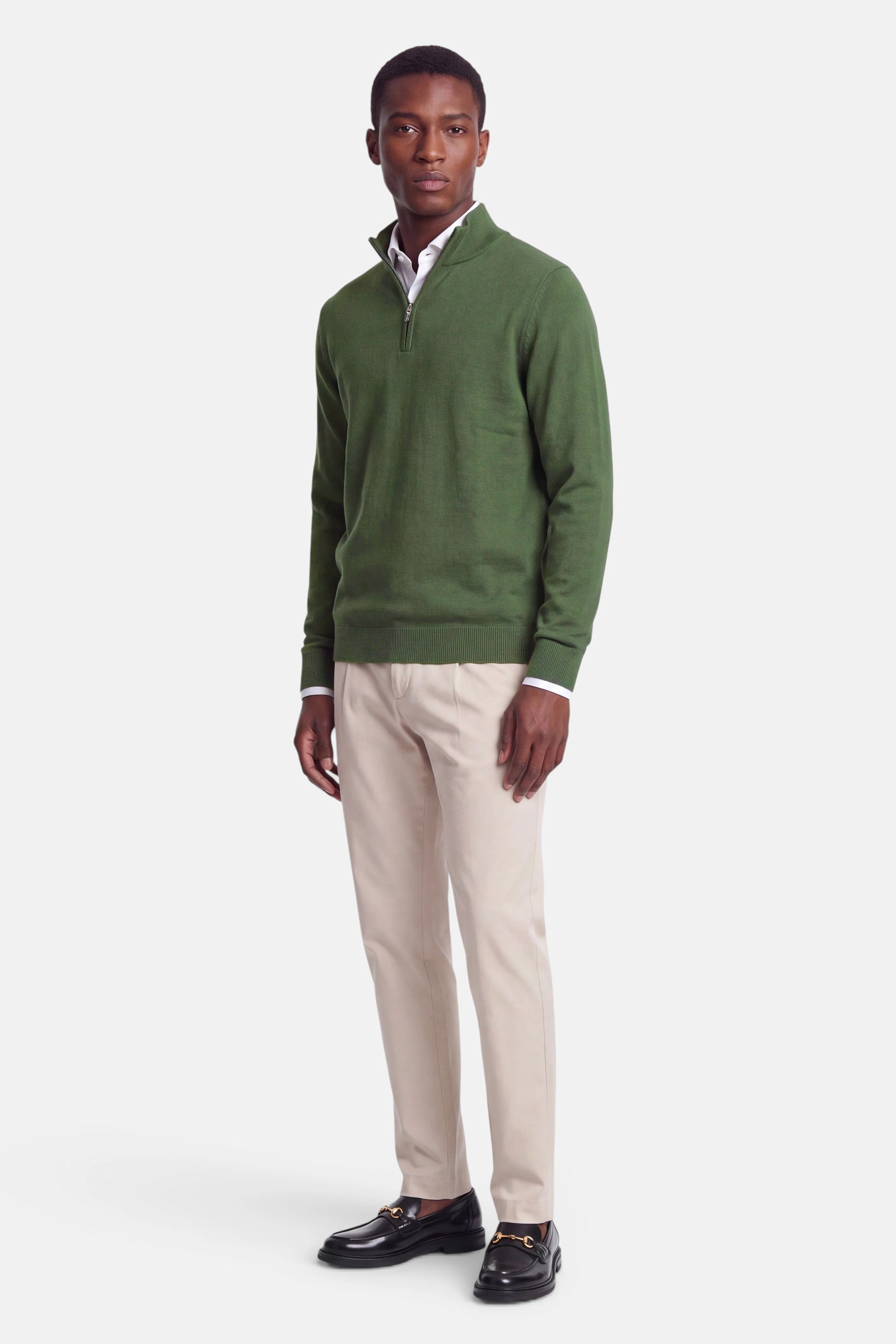 Half Zip - Cashmere Blend - Green 6 Vercate - Quarter Zip / Half Zip Trui Heren - Groen - Cashmere Blend - Regular Fit