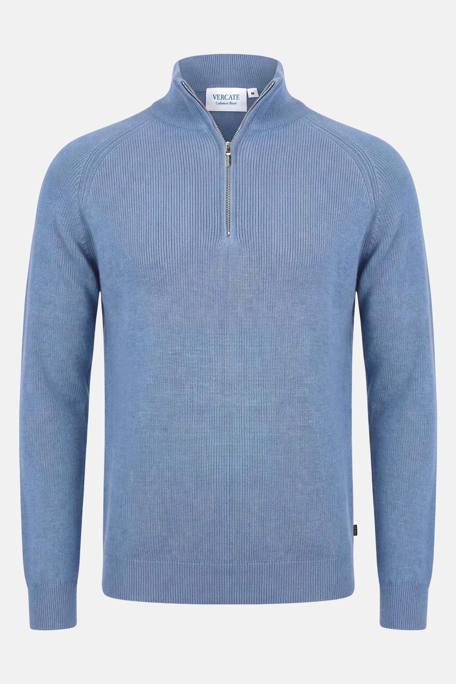 Half Zip - Cashmere Blend - Light Blue 1 Half Zip - Cashmere Blend - Light Blue