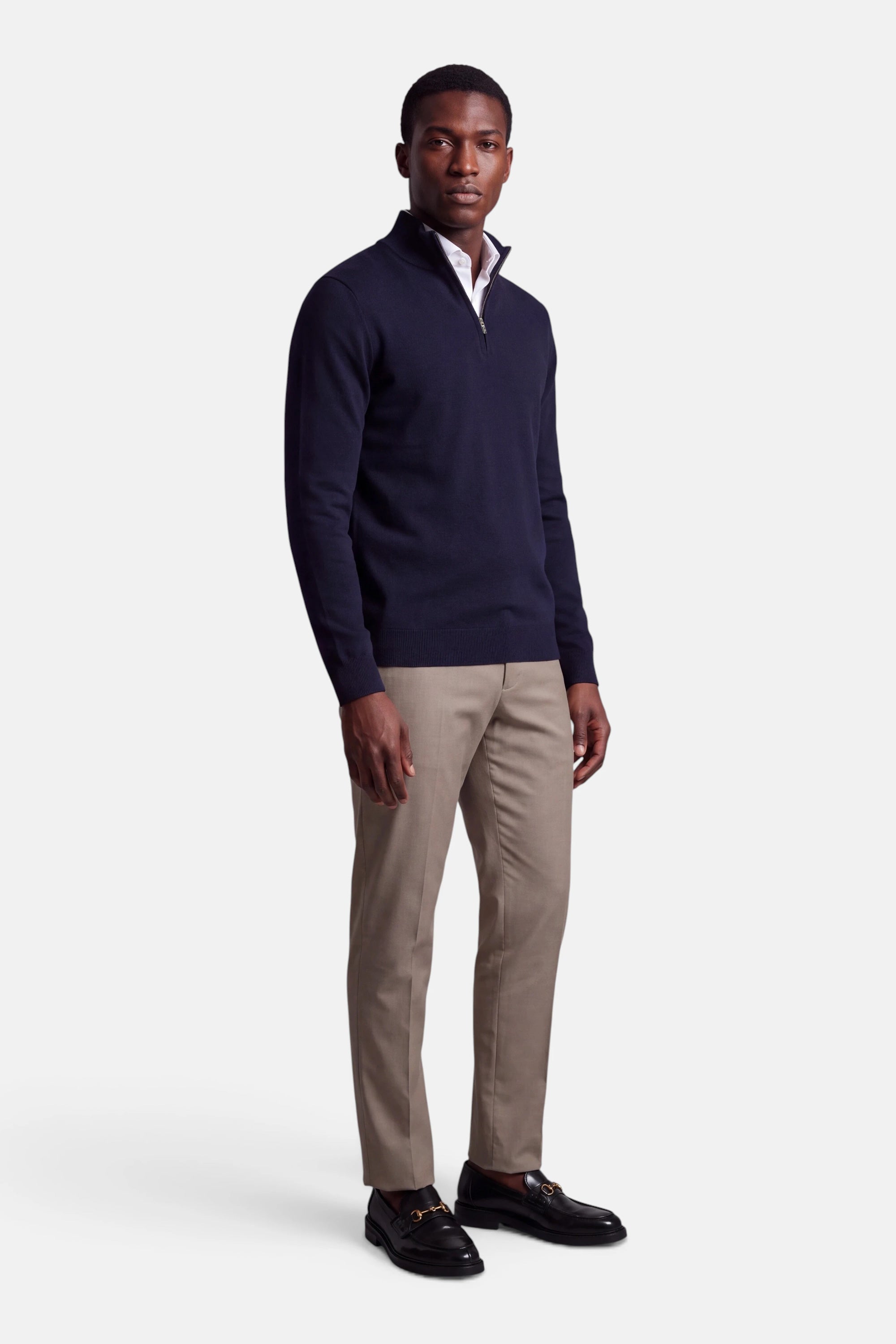 Half Zip - Cashmere Blend - Navy 2 Vercate - Quarter Zip / Half Zip Trui Heren - Navy / Marine Blauw - Cashmere Blend - Regular Fit