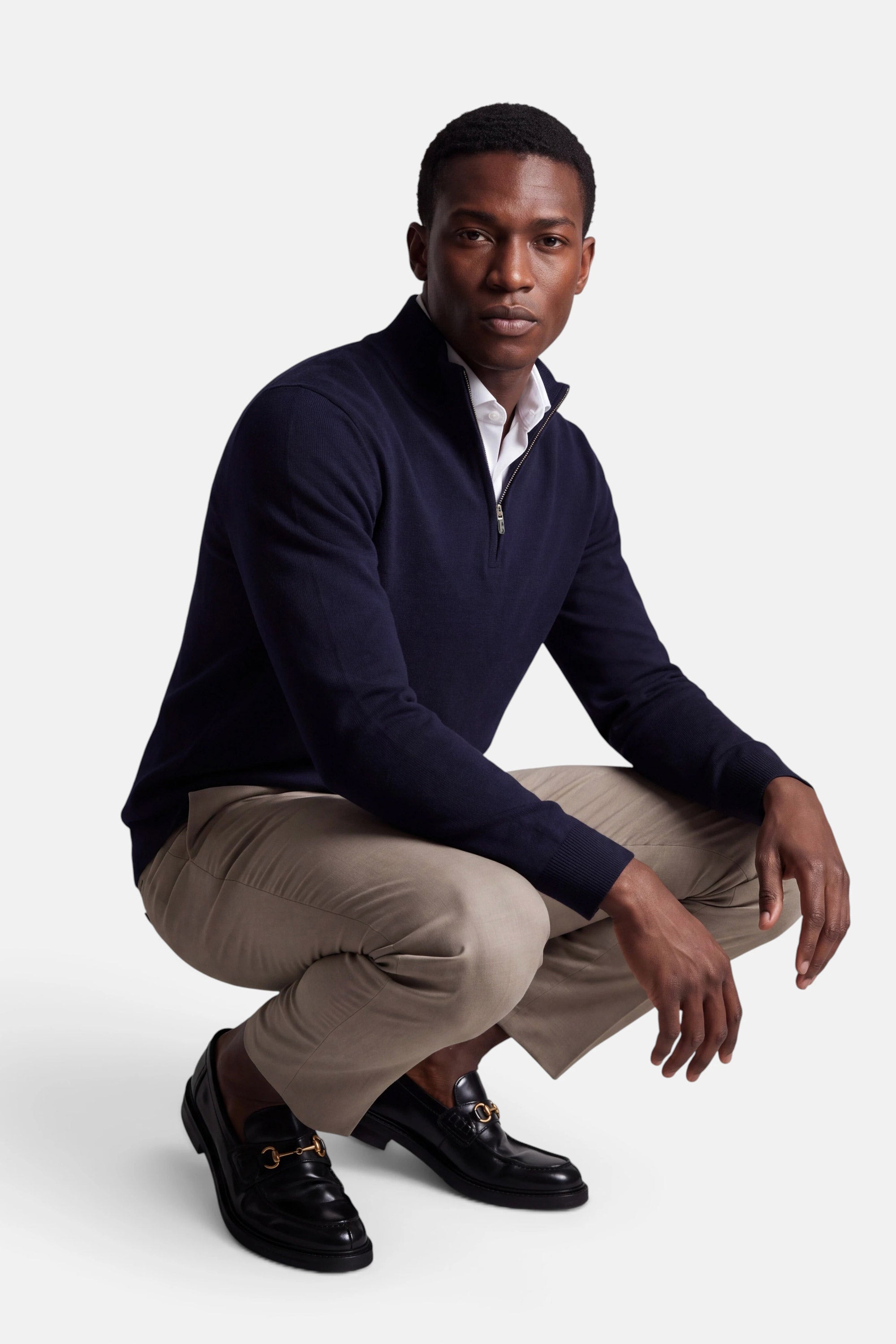 Half Zip - Cashmere Blend - Navy 4 Vercate - Quarter Zip / Half Zip Trui Heren - Navy / Marine Blauw - Cashmere Blend - Regular Fit