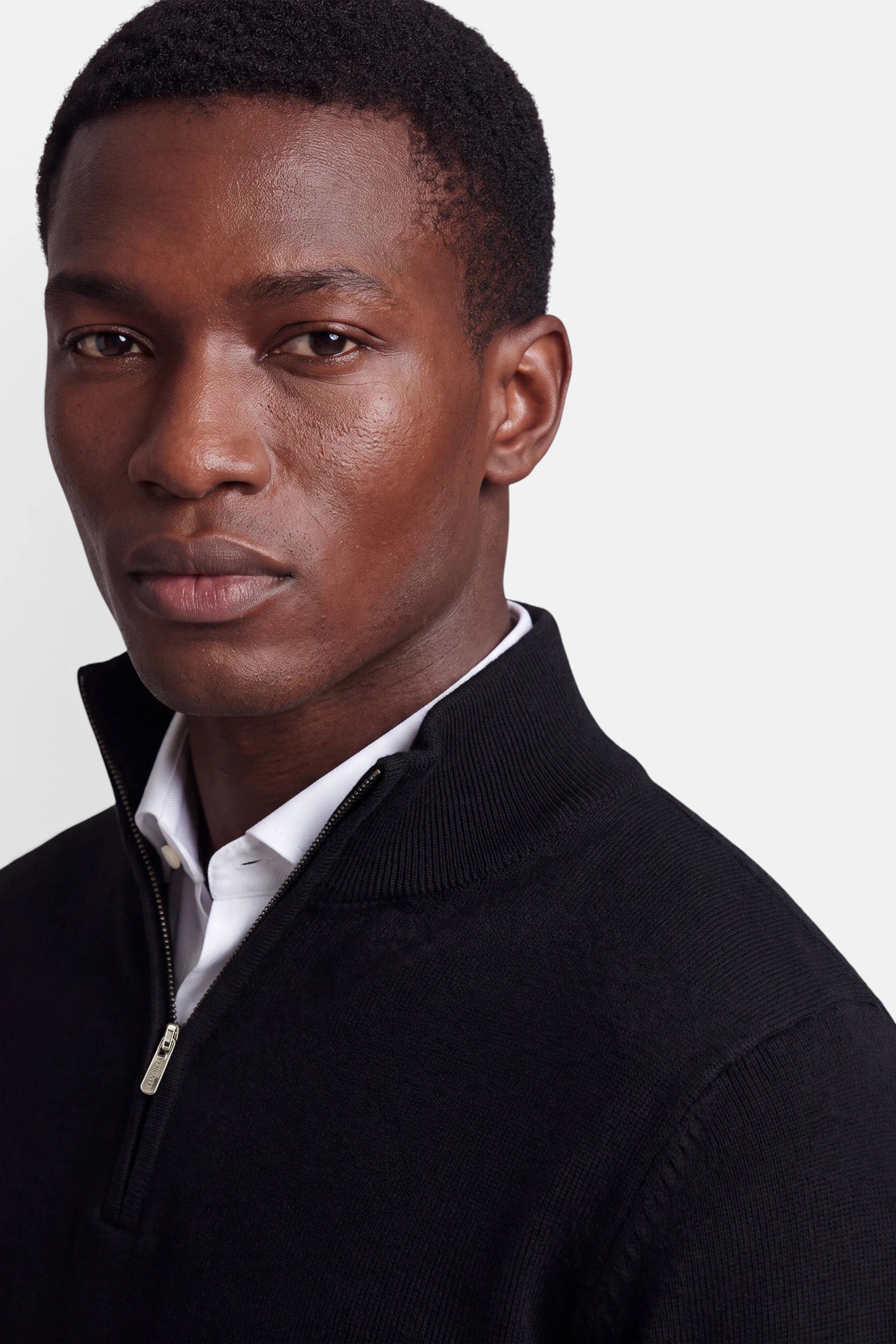 Half Zip - Cashmere Blend - Black 5 Vercate - Quarter Zip / Half Zip Trui Heren - Zwart - Cashmere Blend - Regular Fit