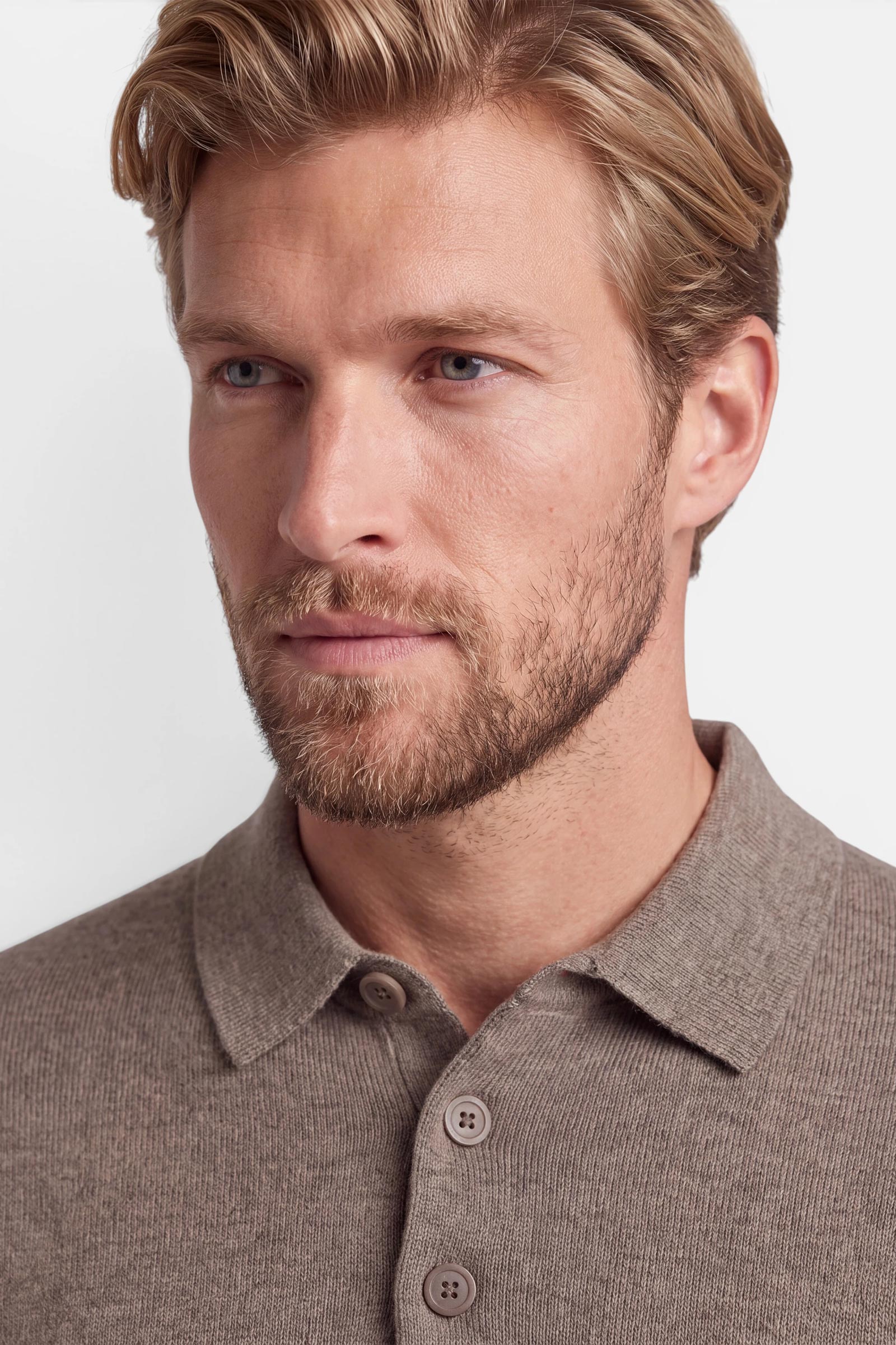 Poloshirt - Cashmere Blend - Taupe 6 Vercate - Polo Shirt Heren Lange Mouw - Taupe / Bruin - Cashmere Blend - Regular Fit