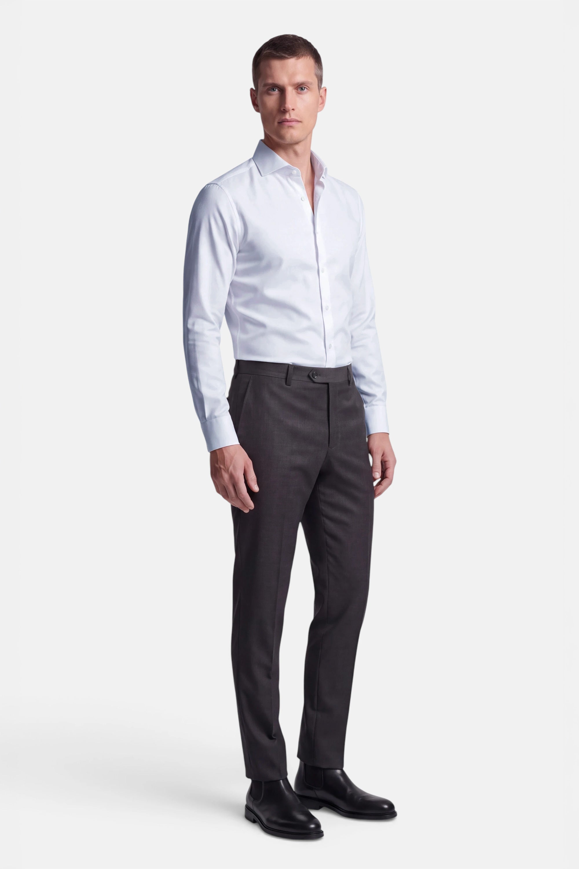 Non Iron Shirt - Twill - White 5 Vercate - Strijkvrij Overhemd - Twill Katoen - Business Shirt - Lange Mouwen - Slim Fit - Heren - Wit